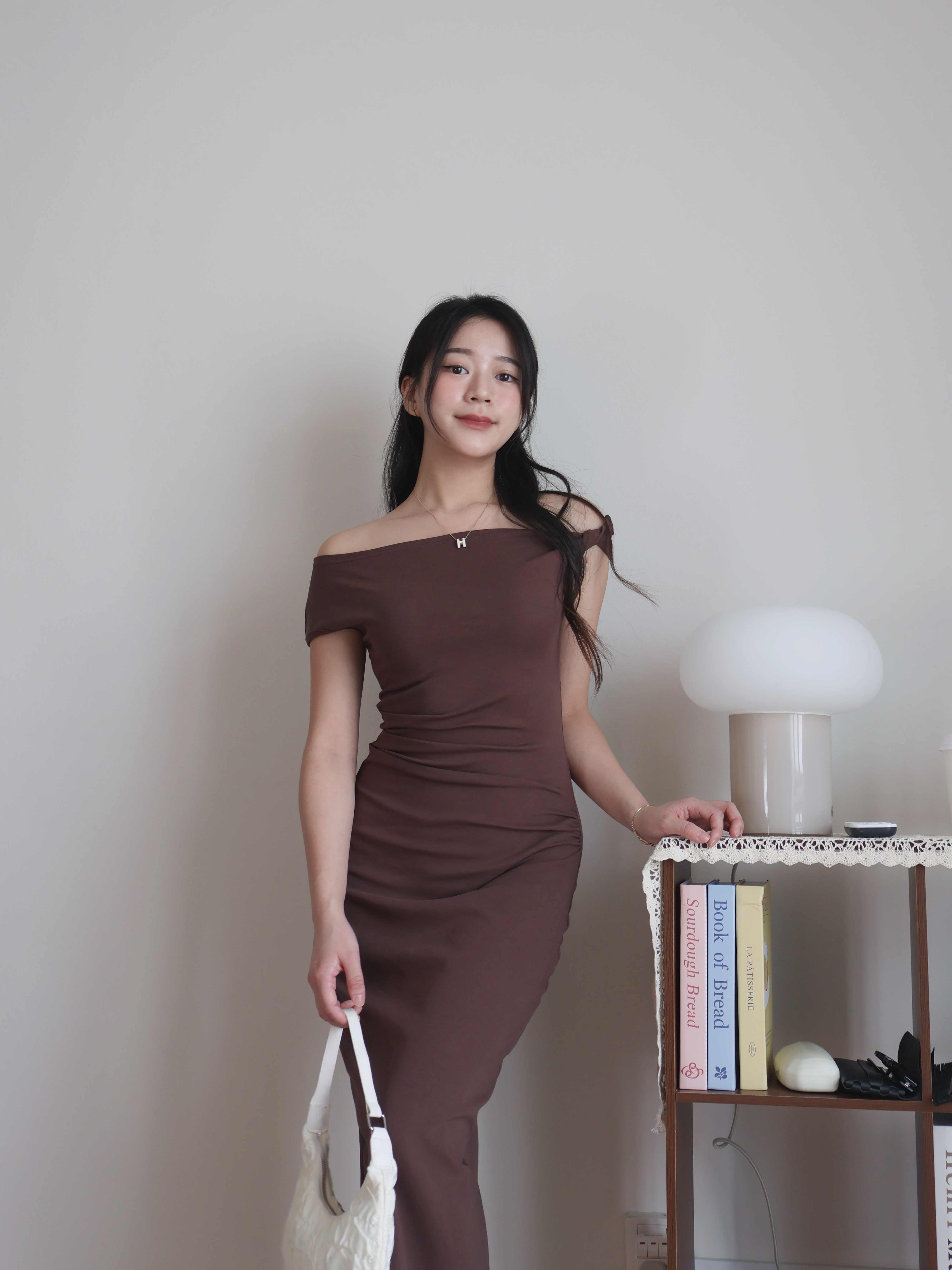 Vaeda Off-Shoulder Dress | Brown