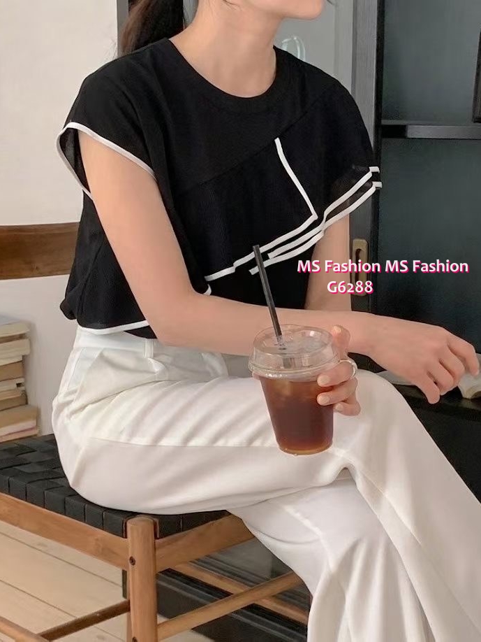 G6288 韓國🇰🇷靚料拼邊ruffle top