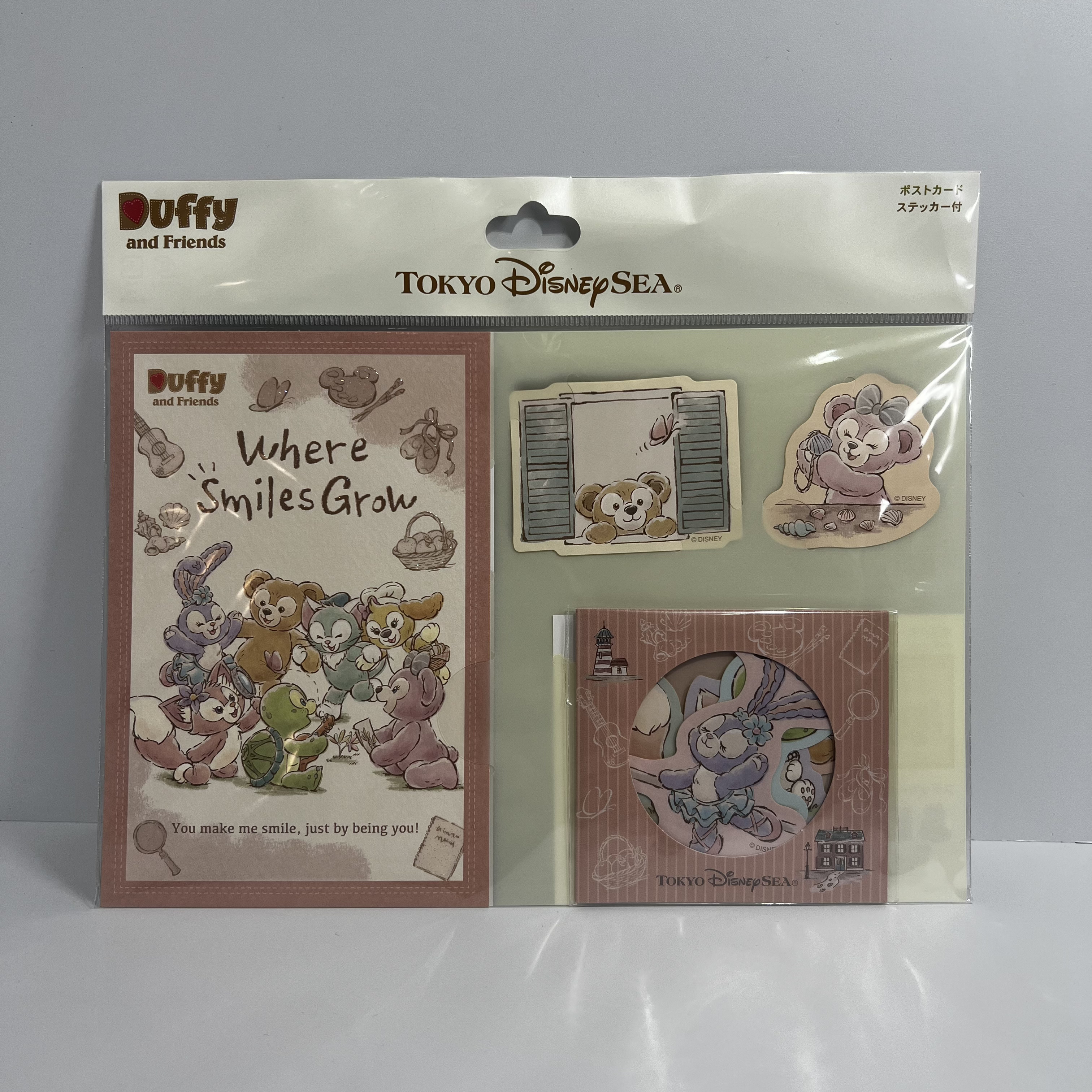 現貨 東迪限定 Duffy and Friends Where Smiles Grow Postcard & 貼紙 set 
