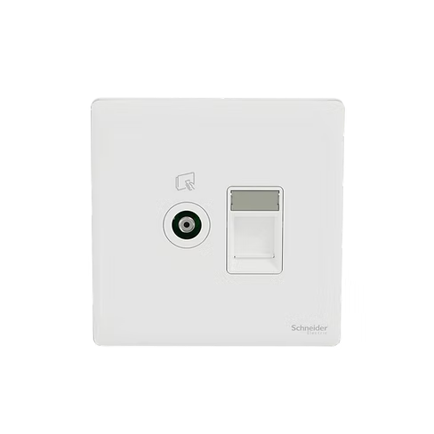 施耐德 Unica X 皎月白 TV蘇+CAT3電話插座