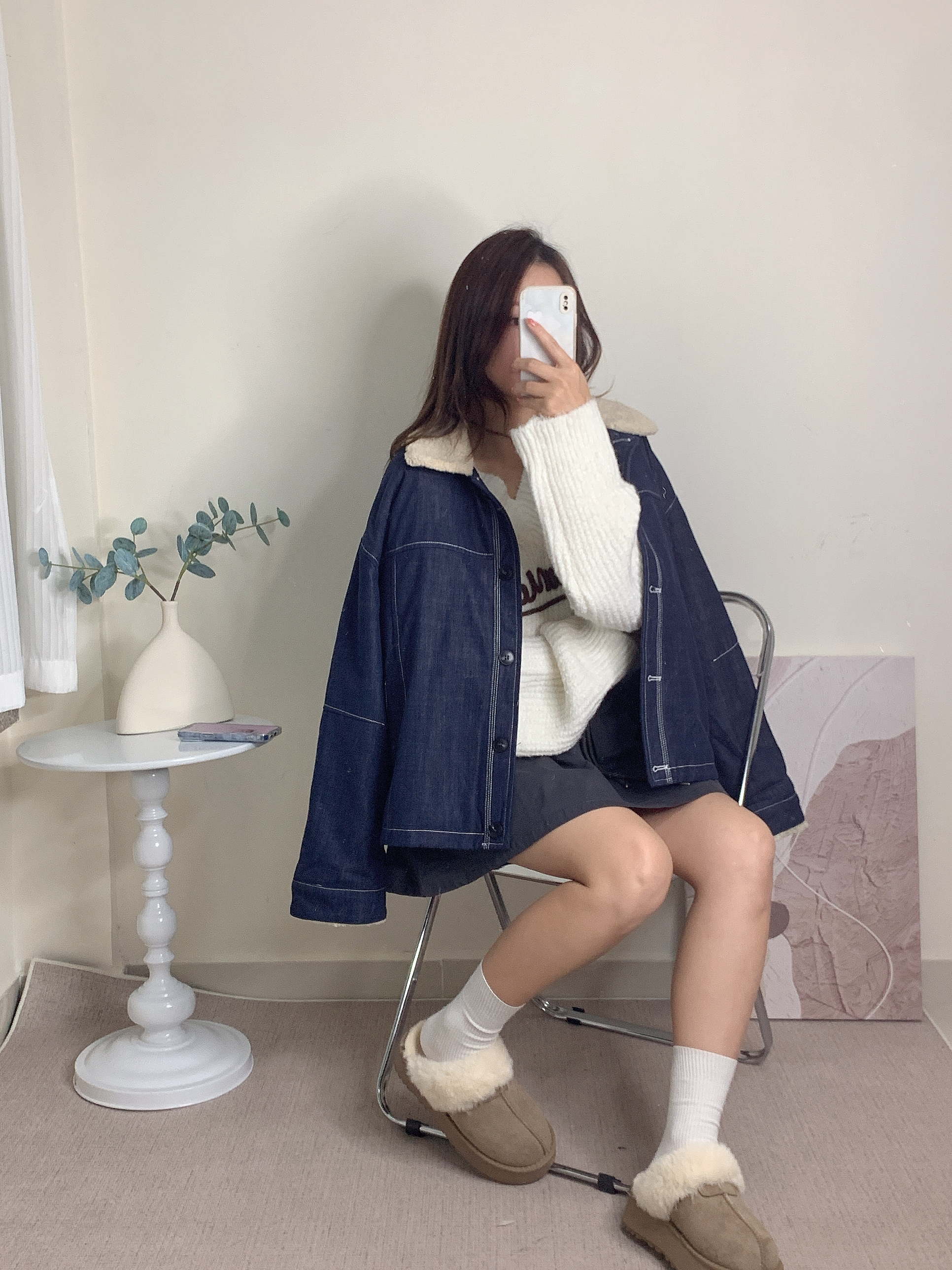 羊羔毛領牛仔褸