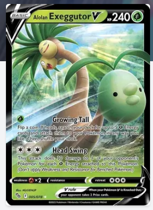 Pokemon TCG ENGLISH Version -005/078 ALOLAN EXEGGUTOR V