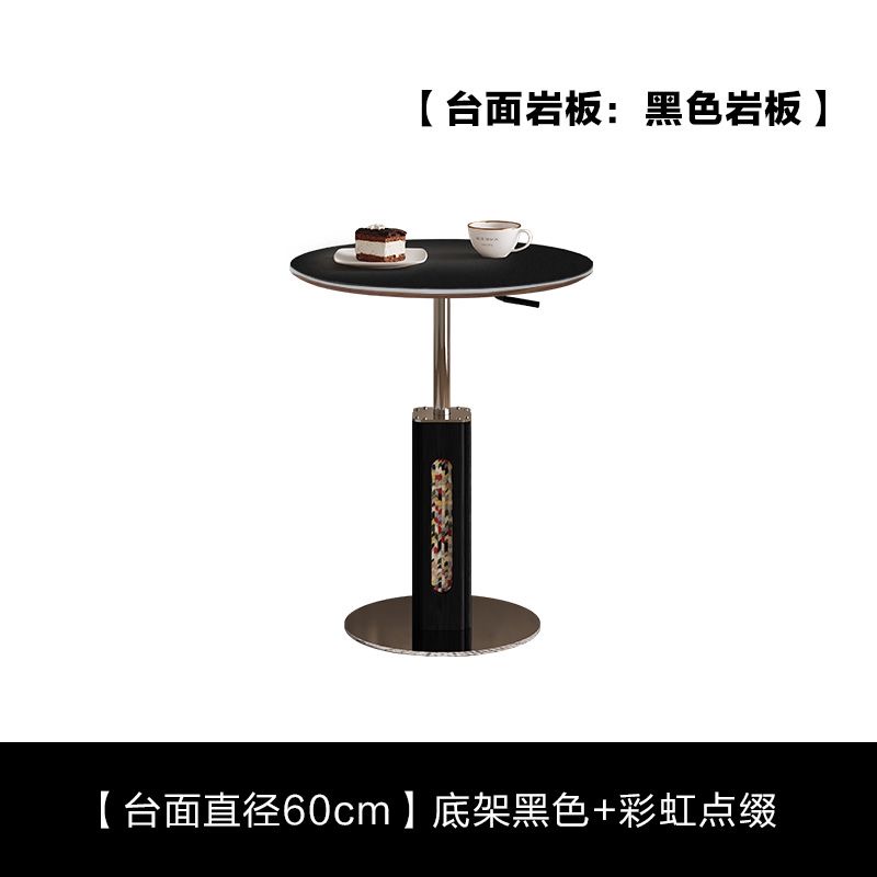 可移動升降茶几 沙發邊几角几 家用小圓桌 洞石岩板客廳茶几桌 小戶型coffee table