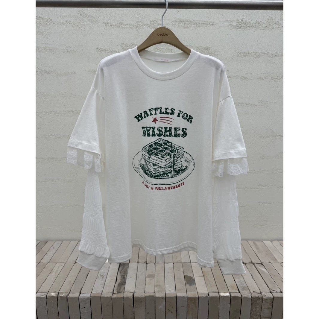 假2 件雪紡lace 袖Top