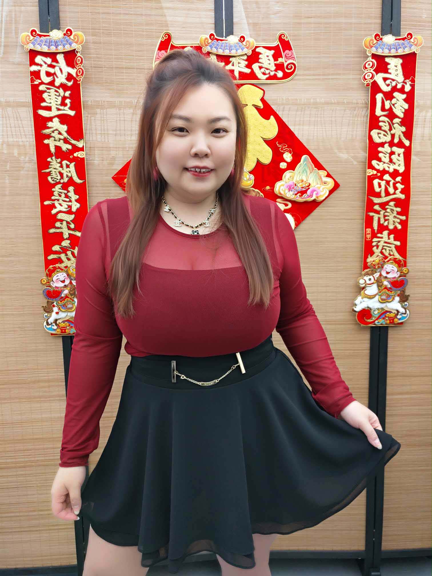 DDI01 TW#3916 附金属配件设计飘逸短裤裙