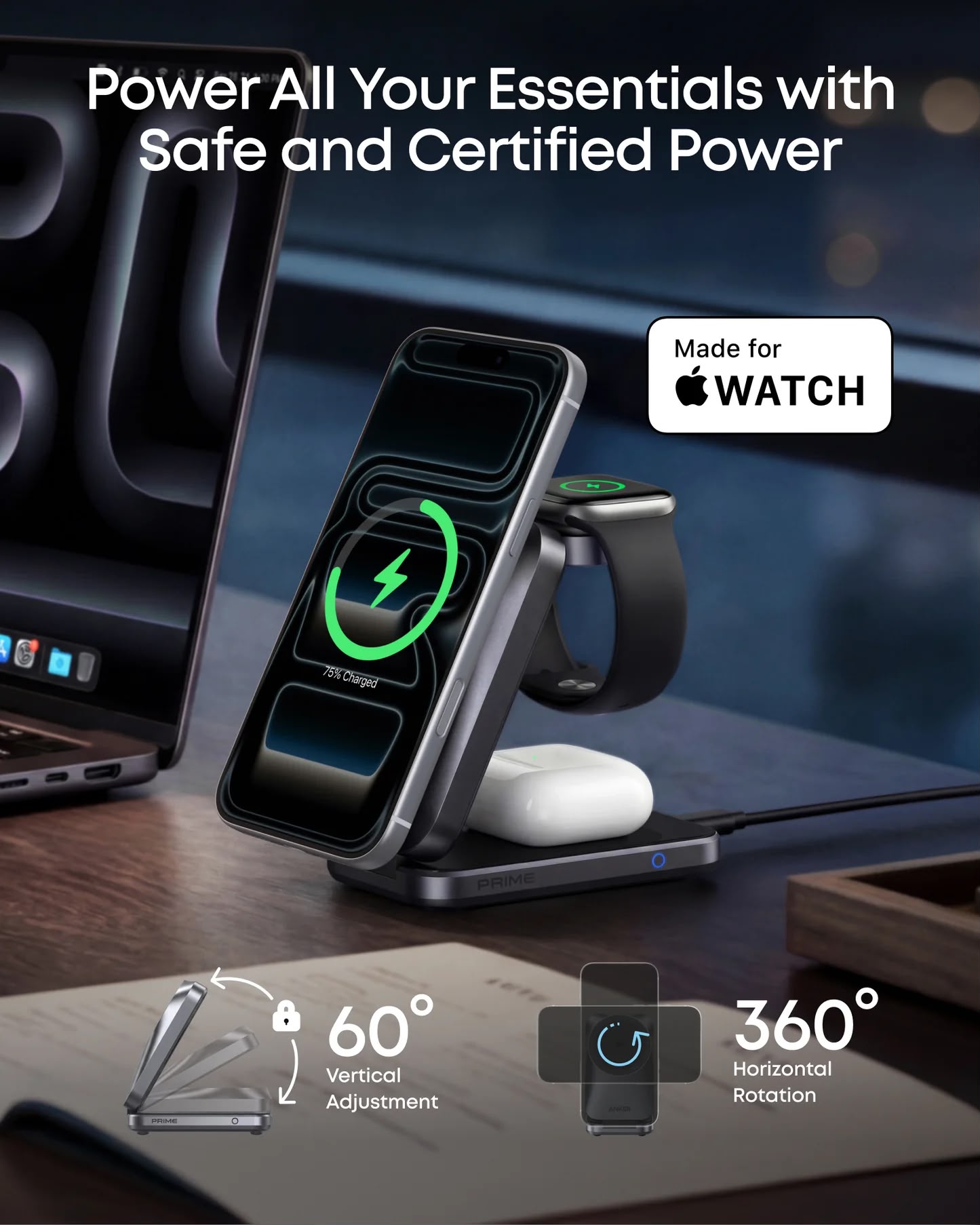 Anker Prime 3 合 1 磁吸折疊式無線充電座
