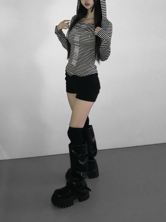 Studded Cross Striped Top