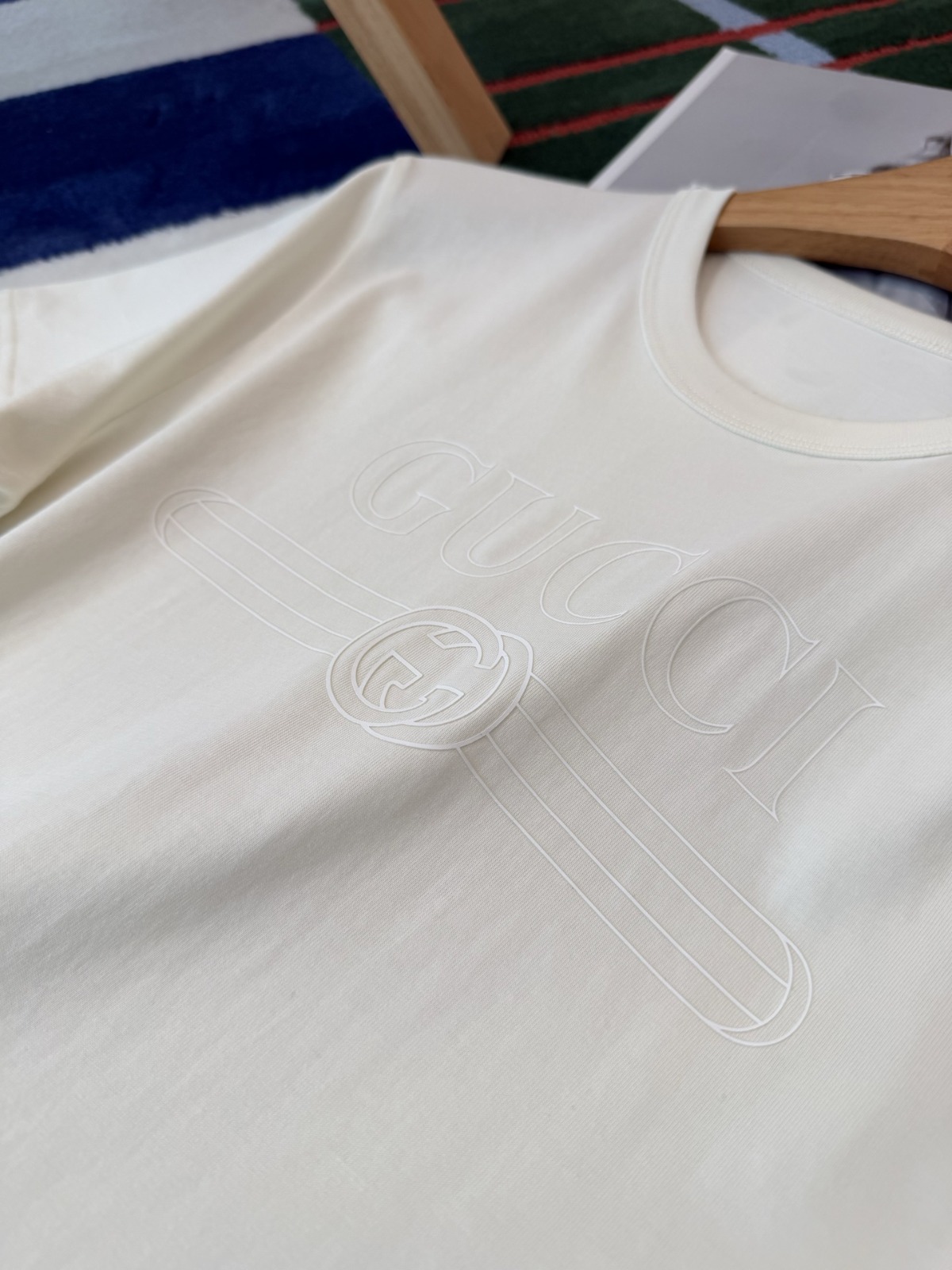 【頂級原單】GUCCI  中等厚度棉質針織壓紋短袖Tee