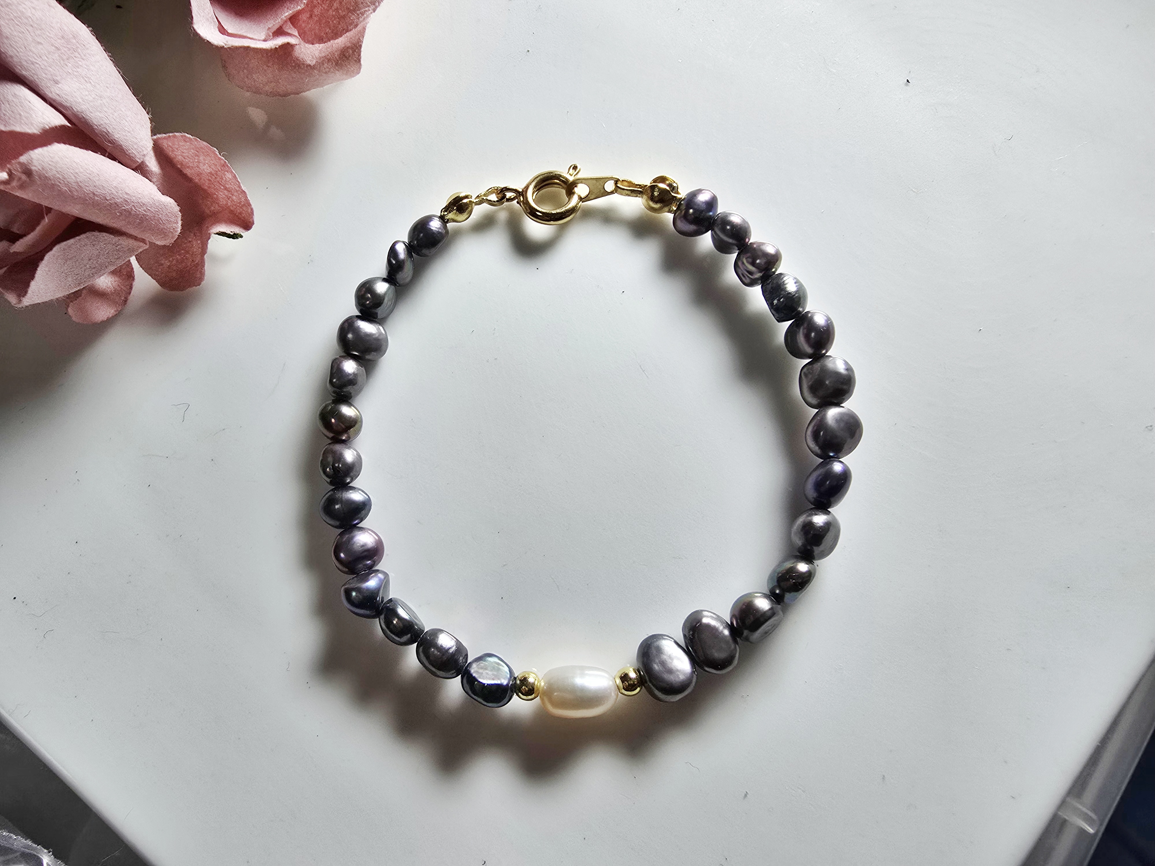 FWP0125-21  天然珍珠茶晶復古手鏈