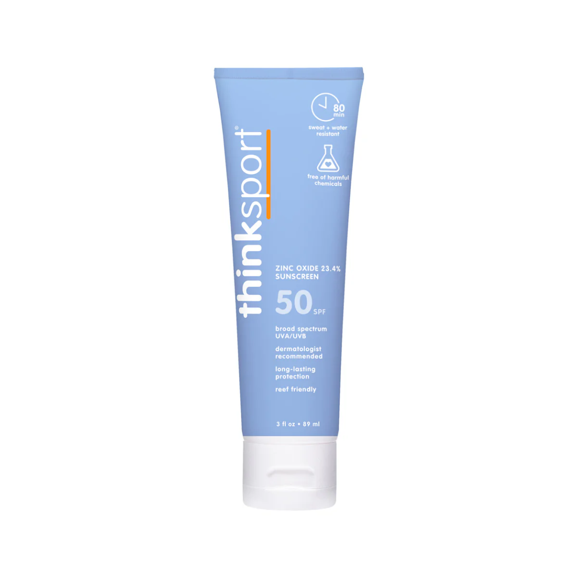 原裝香港行貨 Think ThinkSport Safe Sport Sunscreen SPF 50+ 3oz (89ml) – 美國製造 運動型礦物物理防曬霜 防水防汗 高活動量適用 適合運動戶外使用