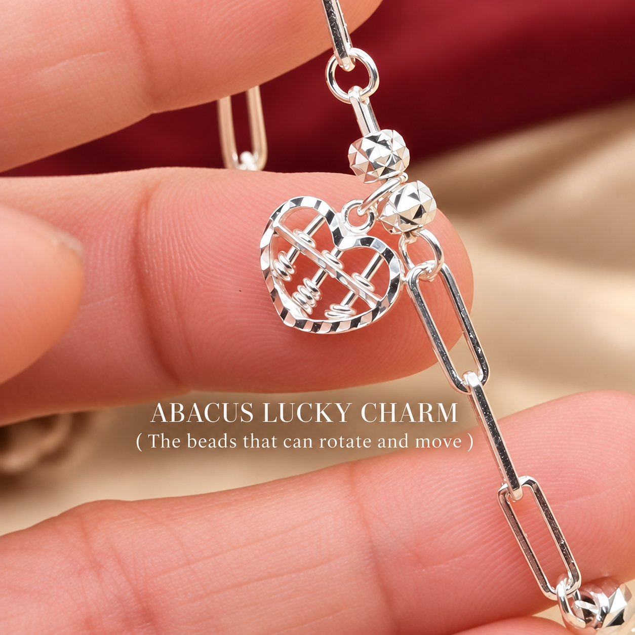 LB2381 Lucky Abacus Paper Clip Chain Bracelet