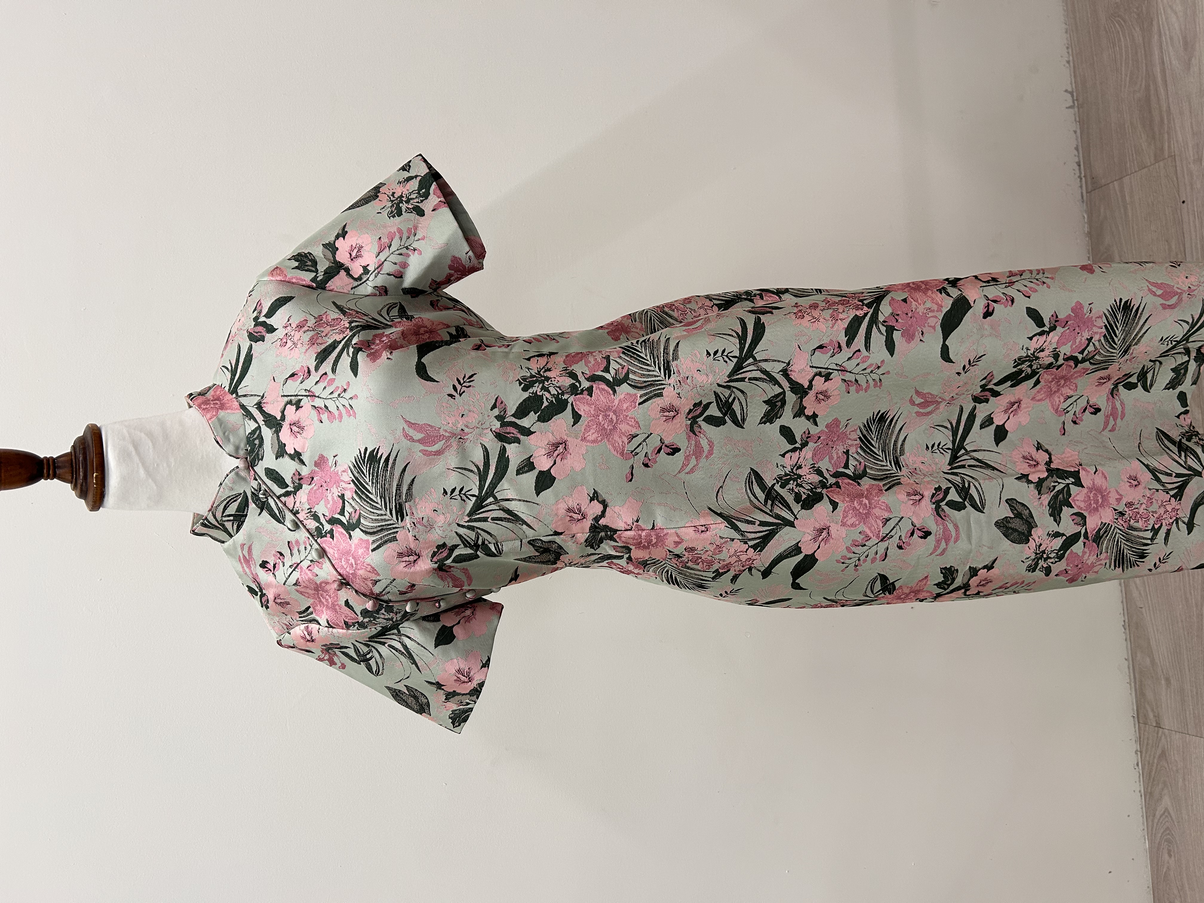 565.WB Midi Length Qipao with Sleeve - Pink