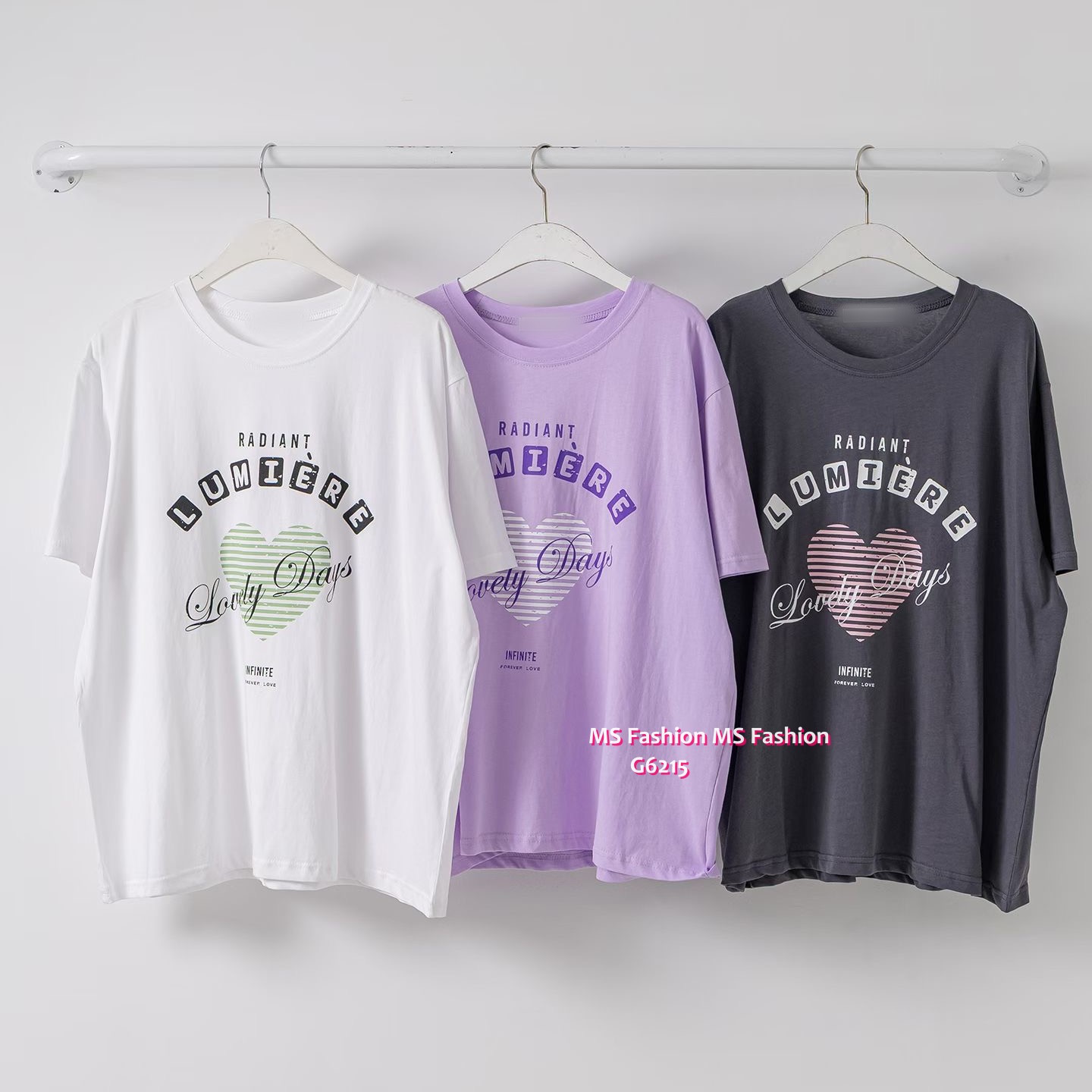 G6215 韓國🇰🇷心心字母tee