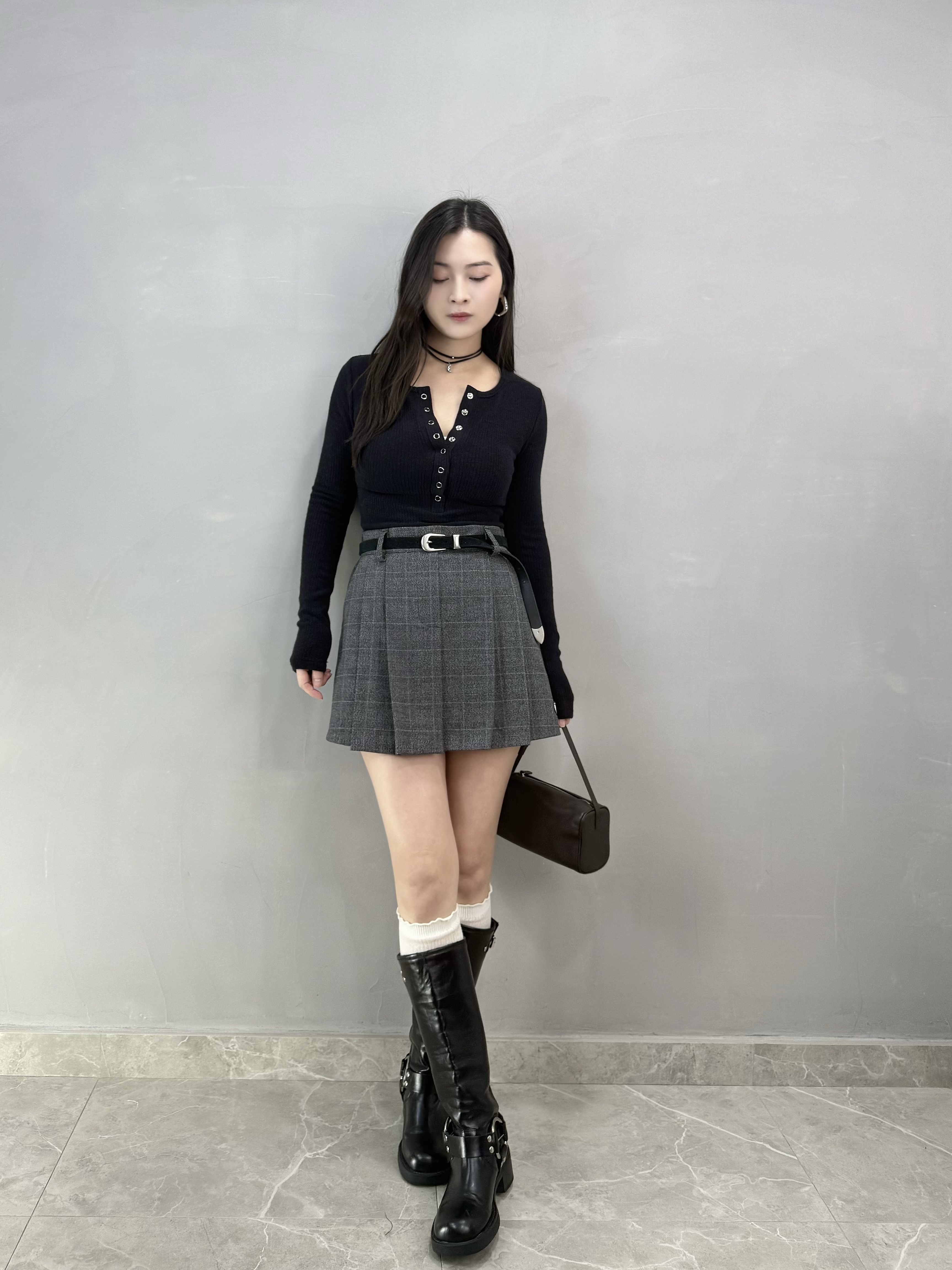 F66 啪鈕暗紋超彈Tee