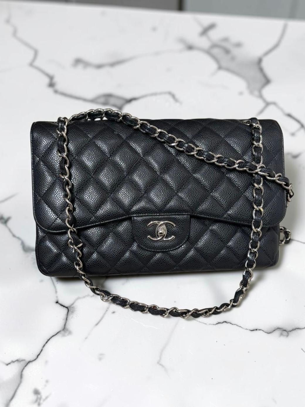 Chanel classic flap 30cm Jumbo A58600 黑色荔枝牛皮 100%Authentic,95%new ✅Card✅dust bag