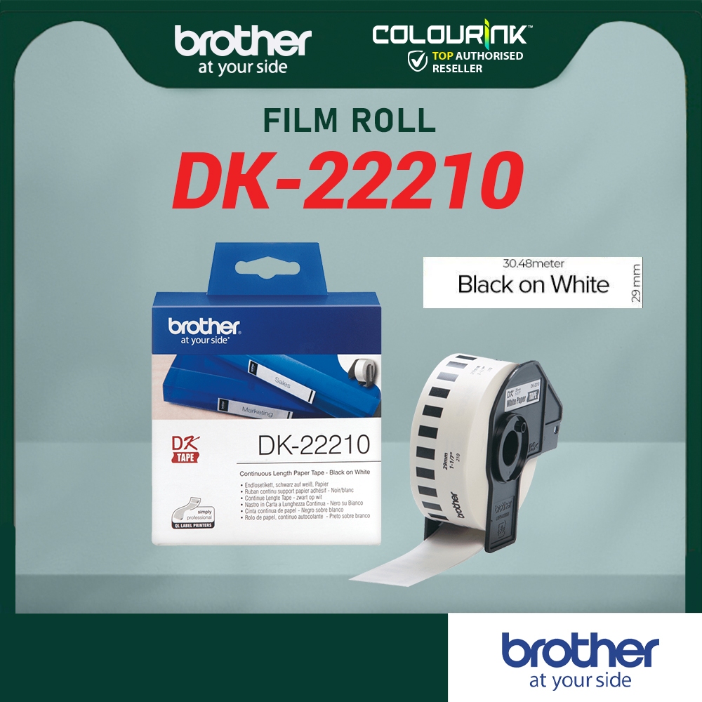 Brother Original 29mm Label Sticker DK-Roll DK-22210 Black On White for QL700 QL720 QL800 QL820 DK22210