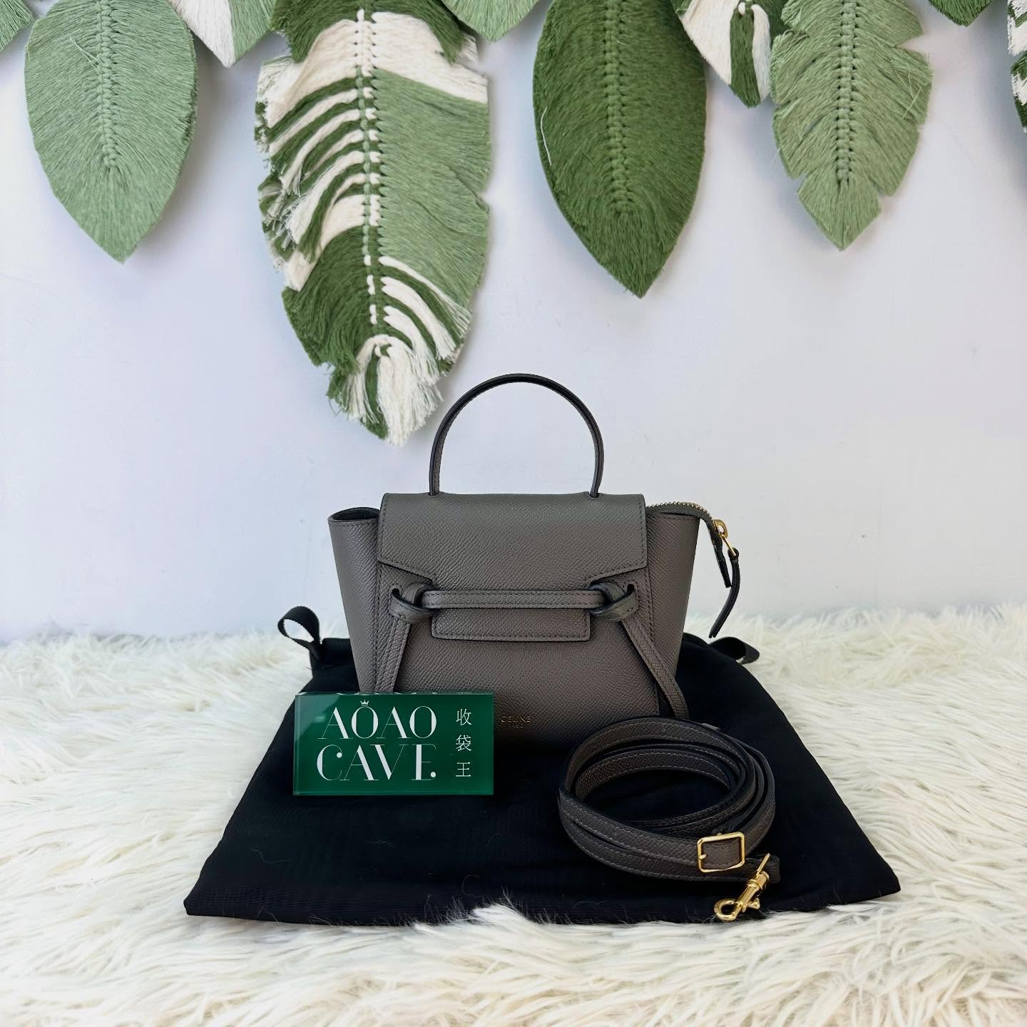 CELINE🤍PRE OWNED Belt Bag Pico Size 灰色鯰魚包🩶