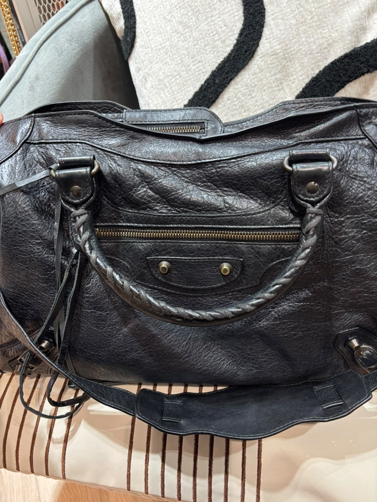 Balenciaga city medium 黑色山羊復古釘100%Authentic,93%new  ✅mirror ✅dust bag