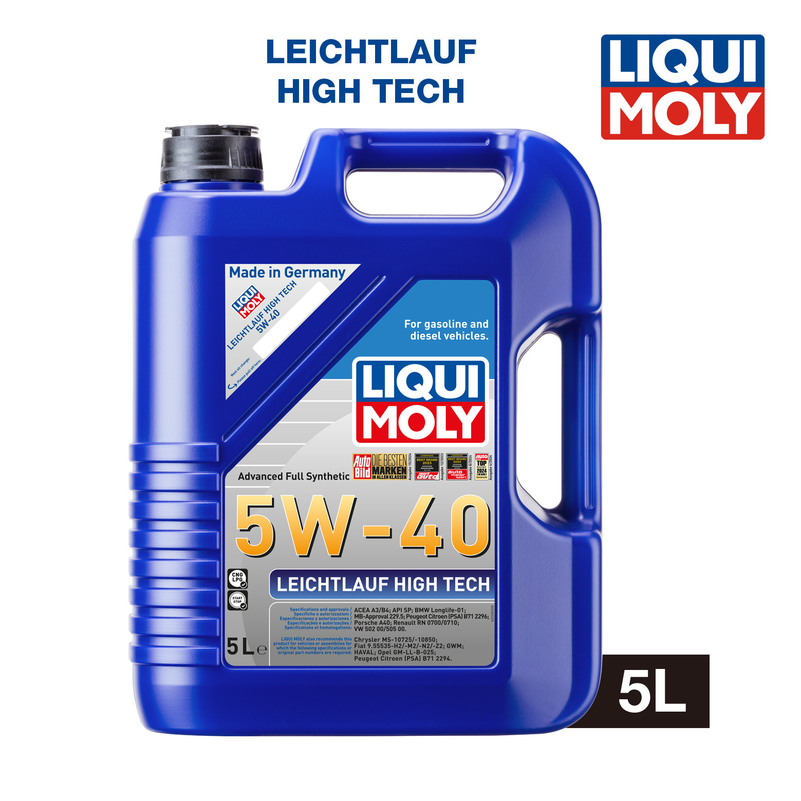 LIQUI MOLY Leichtlauf High Tech 5W-40 (5L) 機油/潤滑油/偈油【原裝行貨】