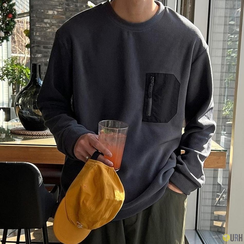 【100%保證韓國直送】撞色拉鍊口袋保暖抓絨衛衣 [6 color] RG165829