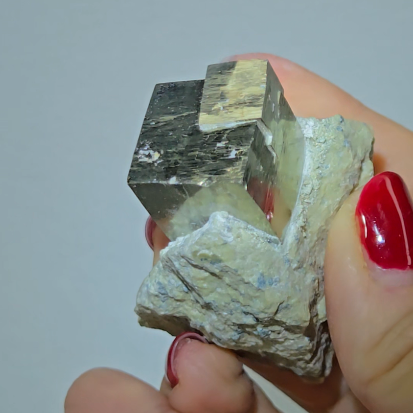 Pyrite double cubes on matrix from Spain - PY13