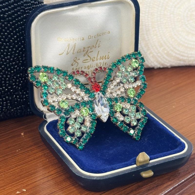 Vintage C.a. 1980s Czechoslovakian Sparkling Butterfly Brooch (B030)