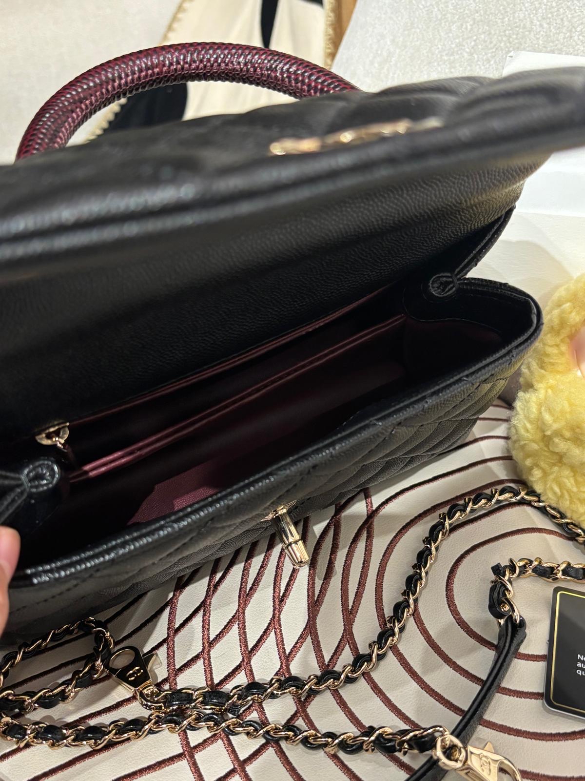 Chanel coco handle small 黑色荔枝牛皮 100%Authentic ,98%new  ✅專門店收據✅31card✅dust bag✅box 