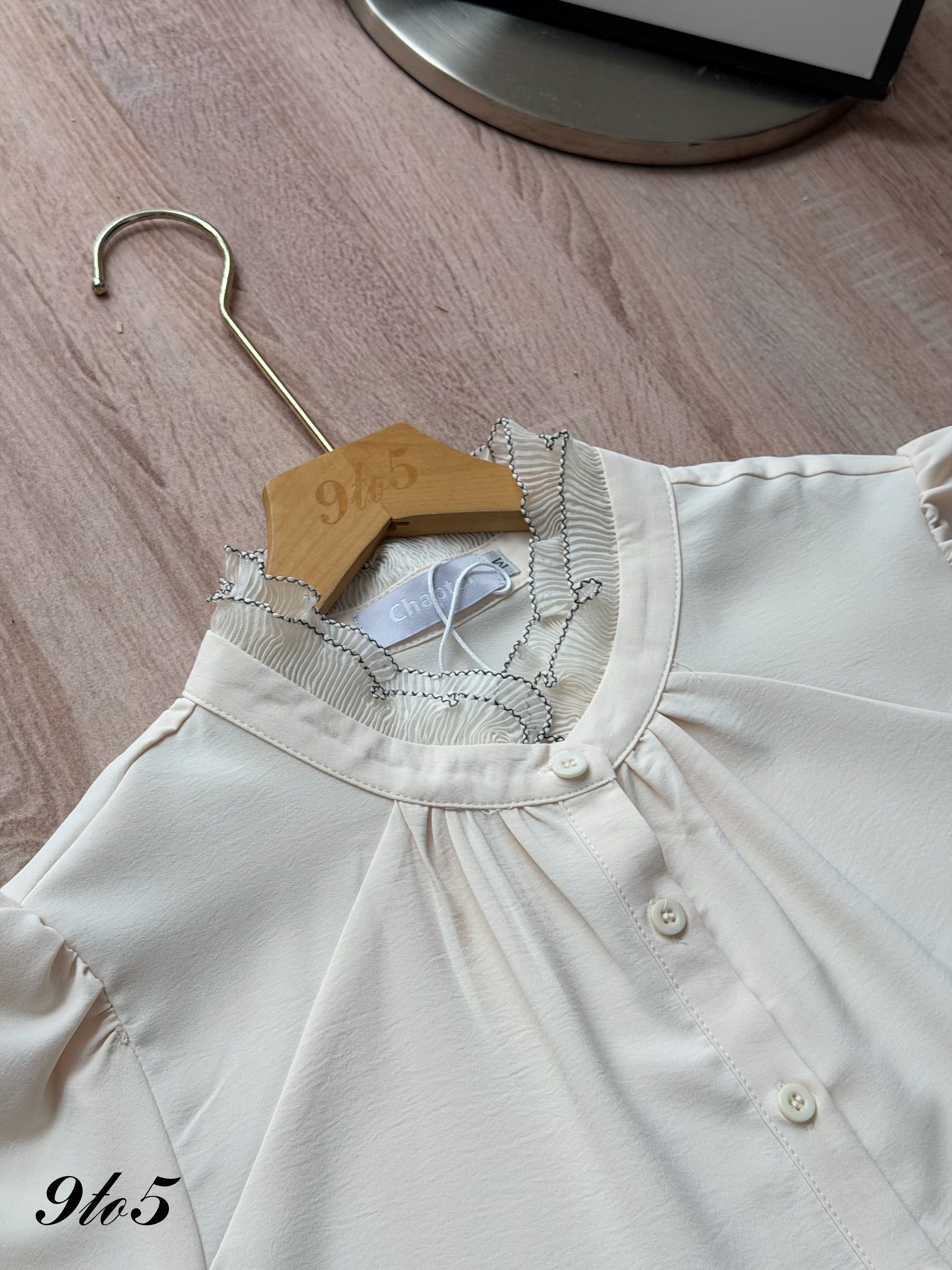 T4504 Ruffle Stand Collar Blouse - 3 Colors 