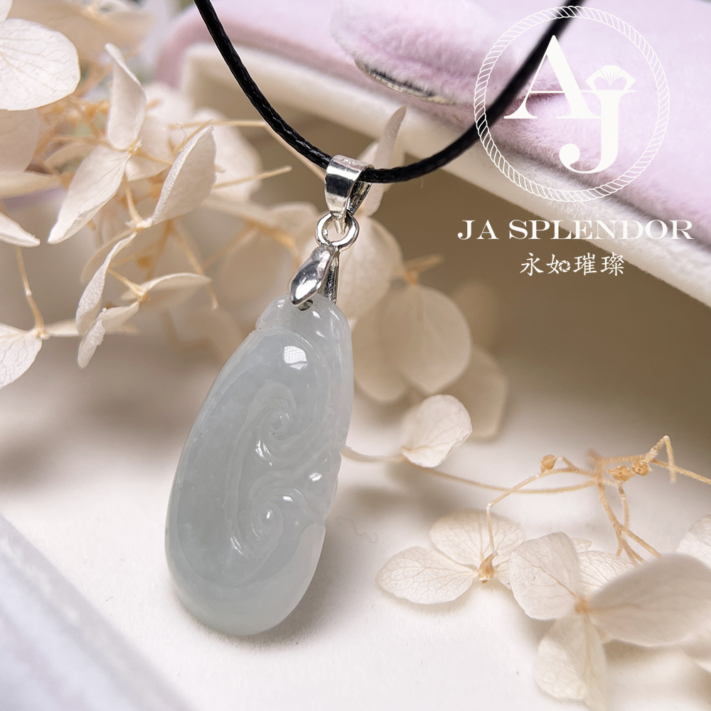 JN-1169 天然翡翠A玉  晴綠如意吉祥純銀吊墜