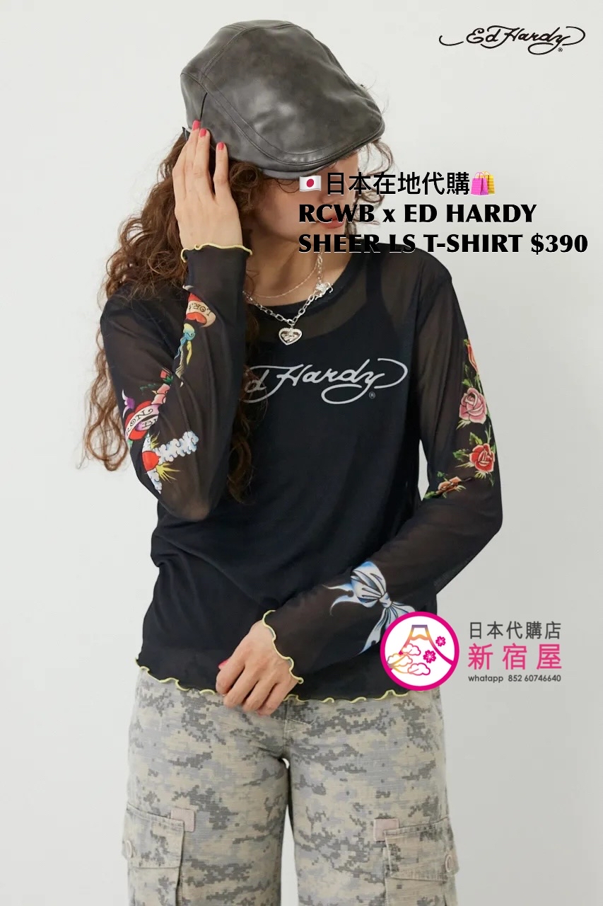 RODEO CROWNS WIDE BOWL x ED HARDY SHEER L/S T-SHIRT