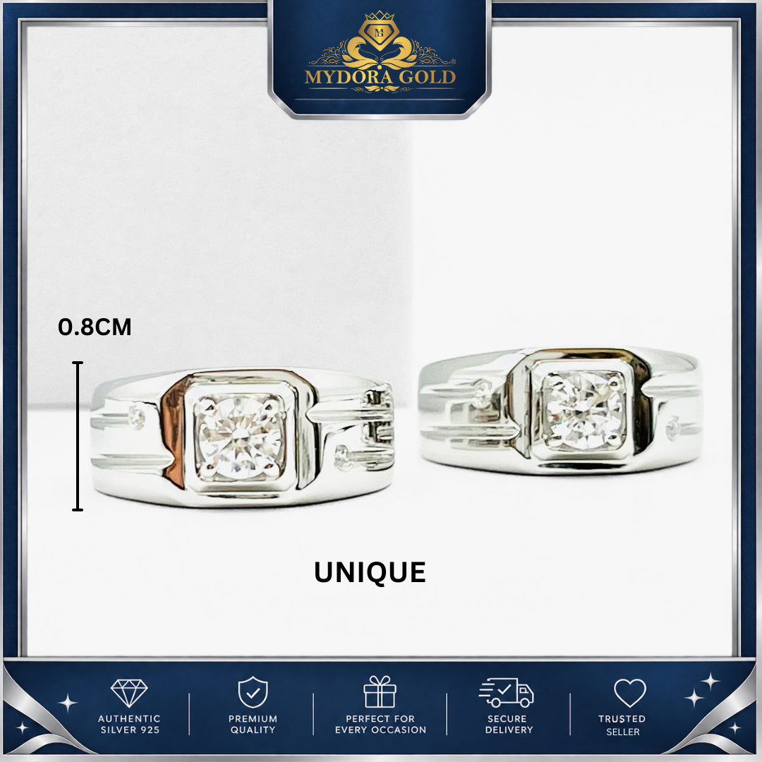 MYDORA 925 Silver Ring - Cincin Regal Edge Collection