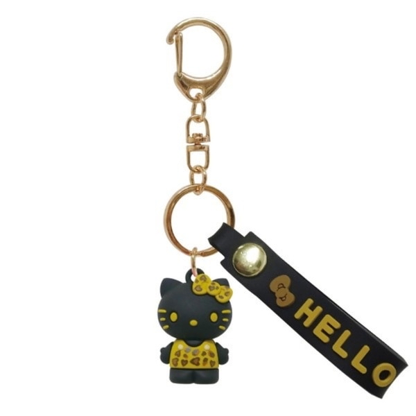 Sanrio kitty 黑底金豹紋皮鎖匙扣 KT-MA-HBB