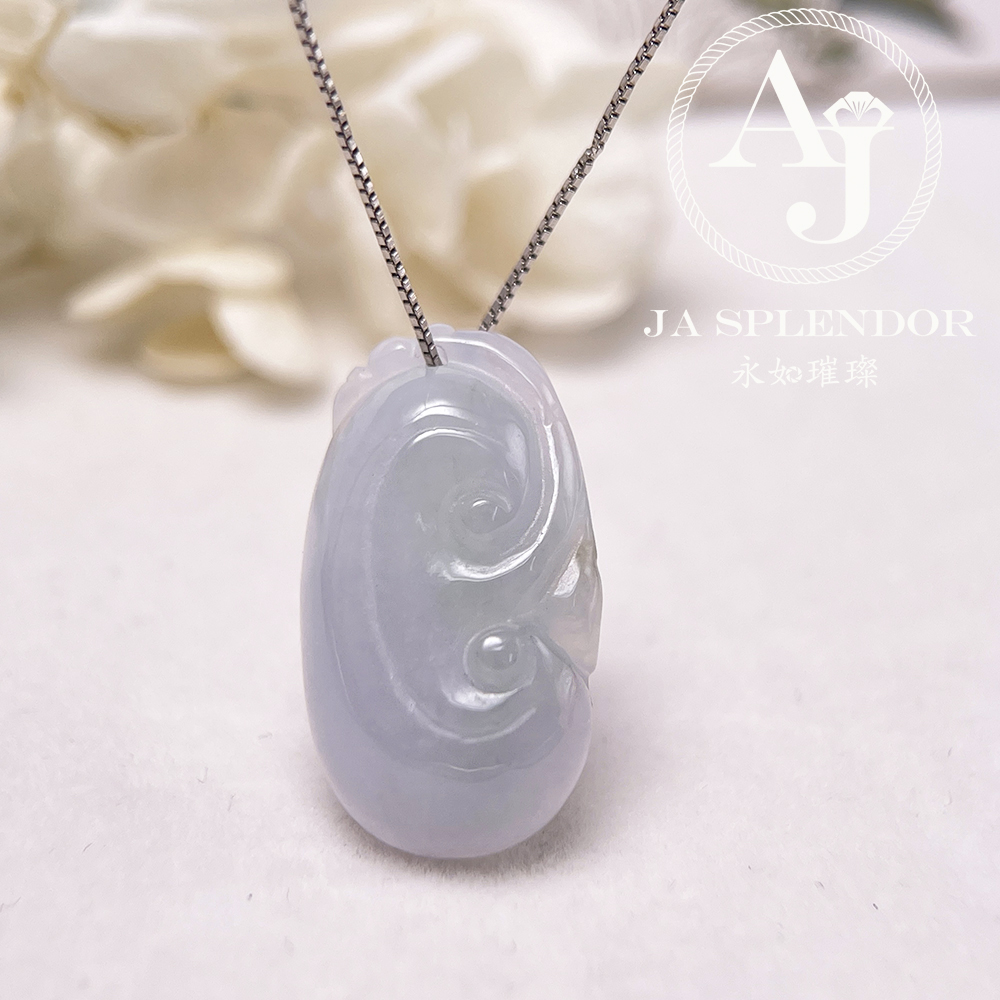 JN-1625 天然翡翠A玉 冰種春彩如意吉祥吊墜