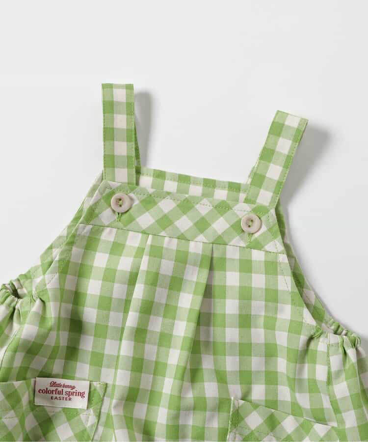 🇯🇵預訂 日本直送🇯🇵 Apres les cours 兩色立體兔耳格紋短袖上衣吊帶包屁褲套裝