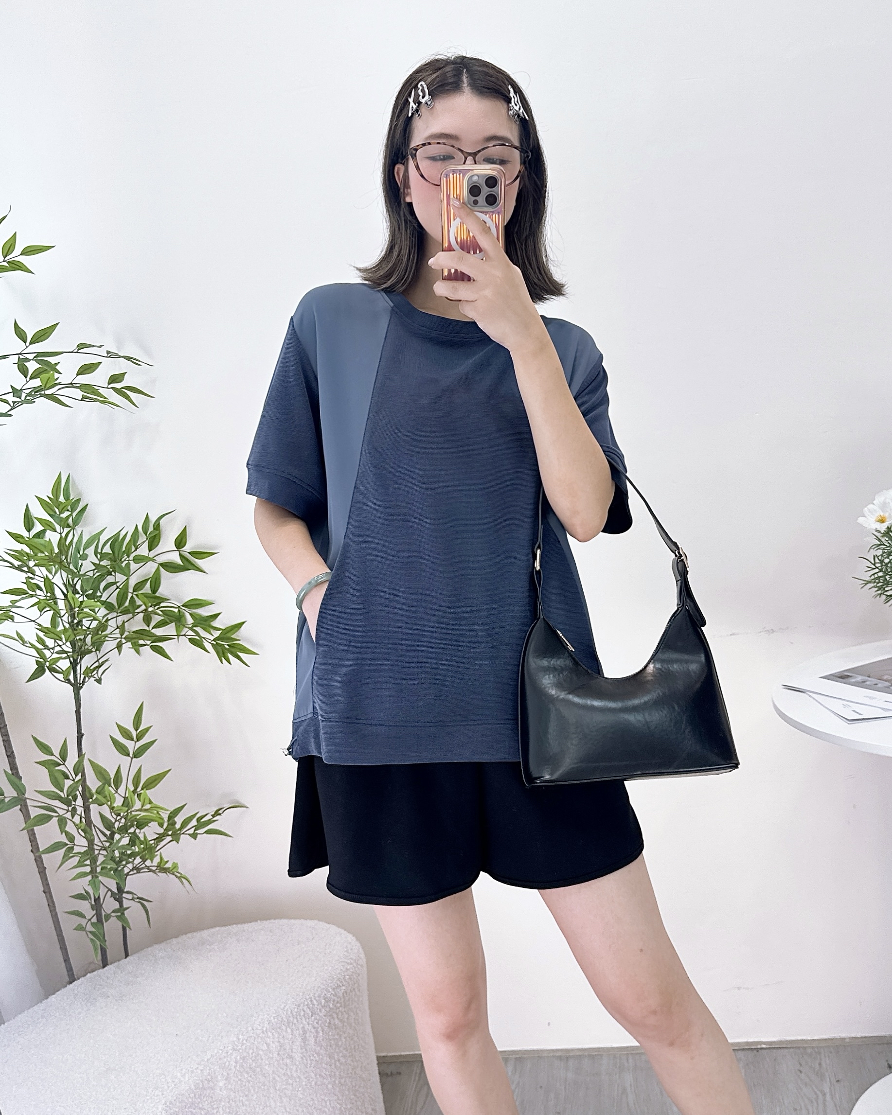 拼布雙袋可索繩休閒上衣 3色