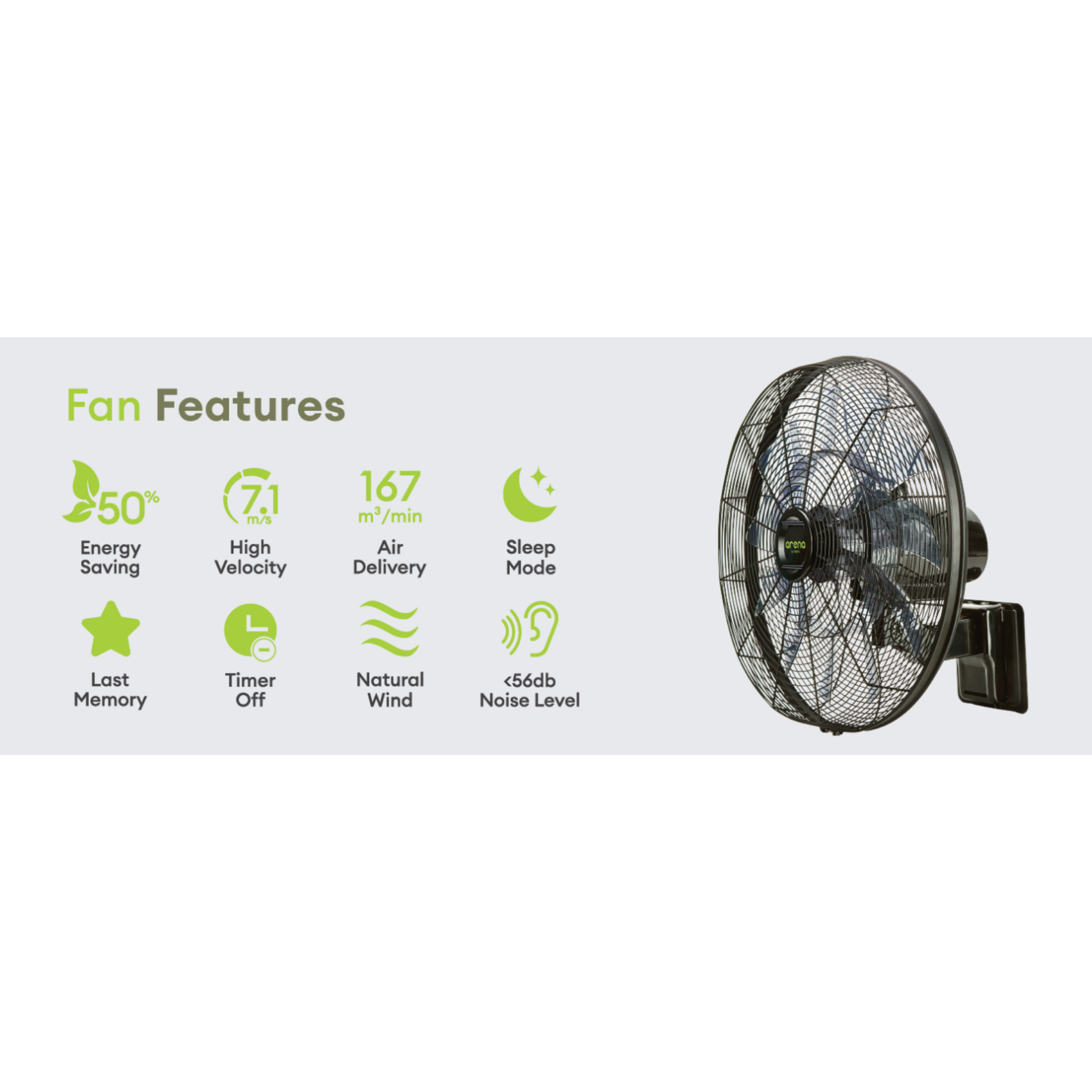 Alpha 18" Arena DC Motor Wall Fan 18 Blades (ARENA)