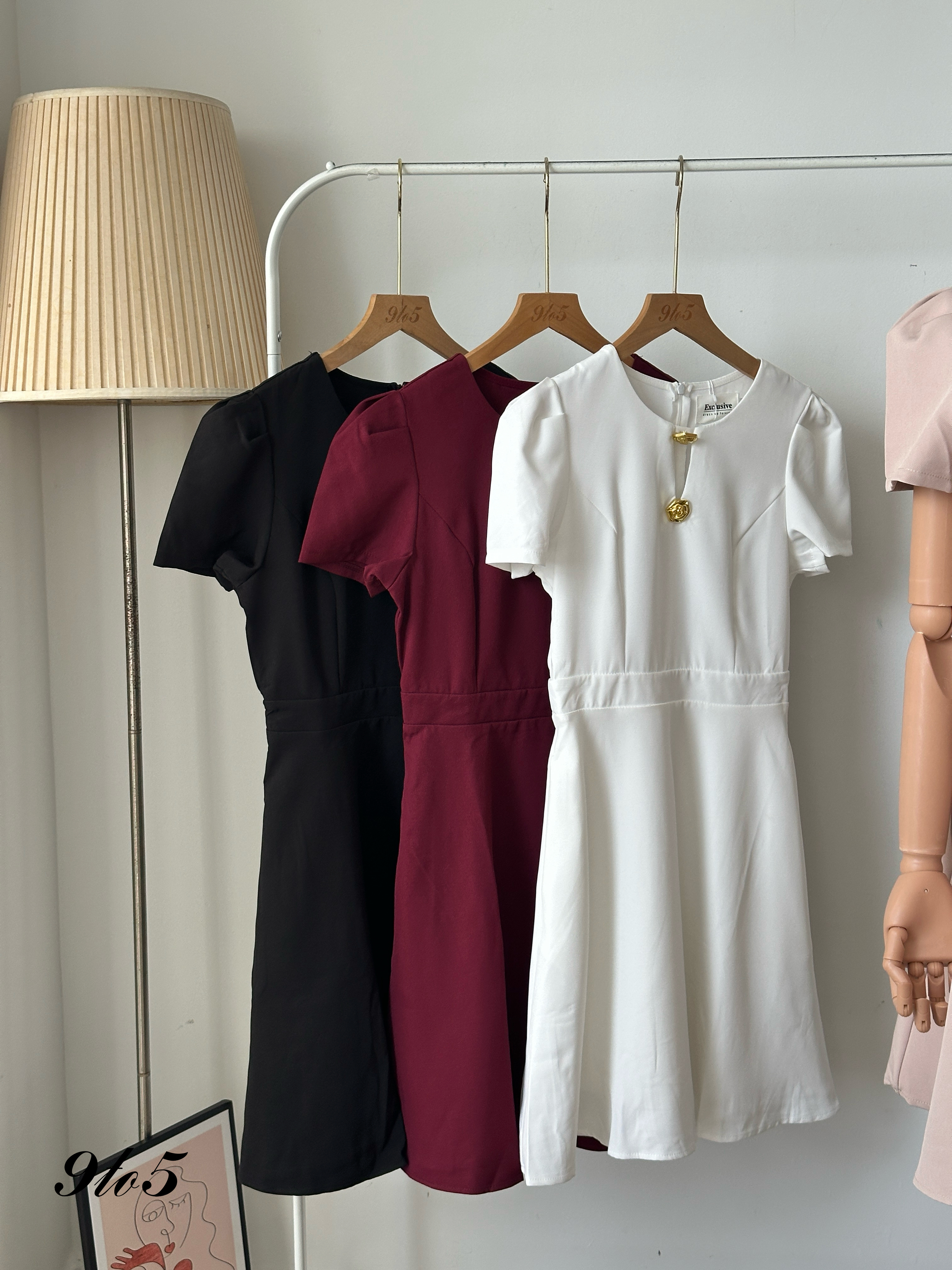 D2332 Puff Sleeve Dress - 4 Colors