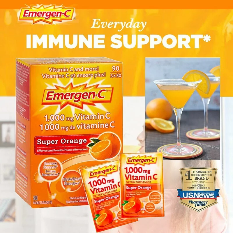 加拿大EMERGEN-C 超級維生素C 1000mg沖劑 90包 (橙味)