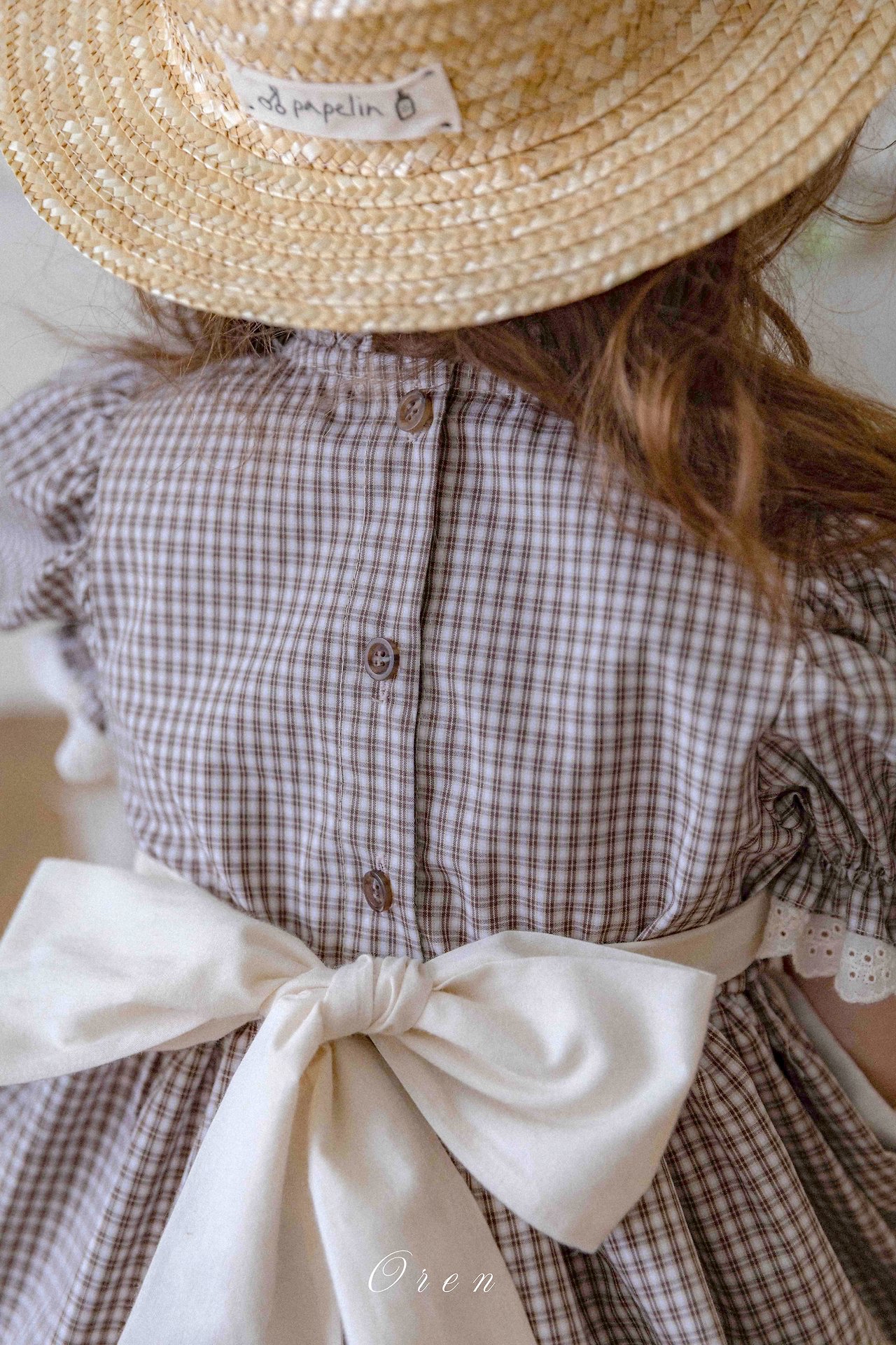 ☀️預訂 韓國直送☀️🇰🇷Oren Zegna蕾絲圍裙格紋短袖連身裙