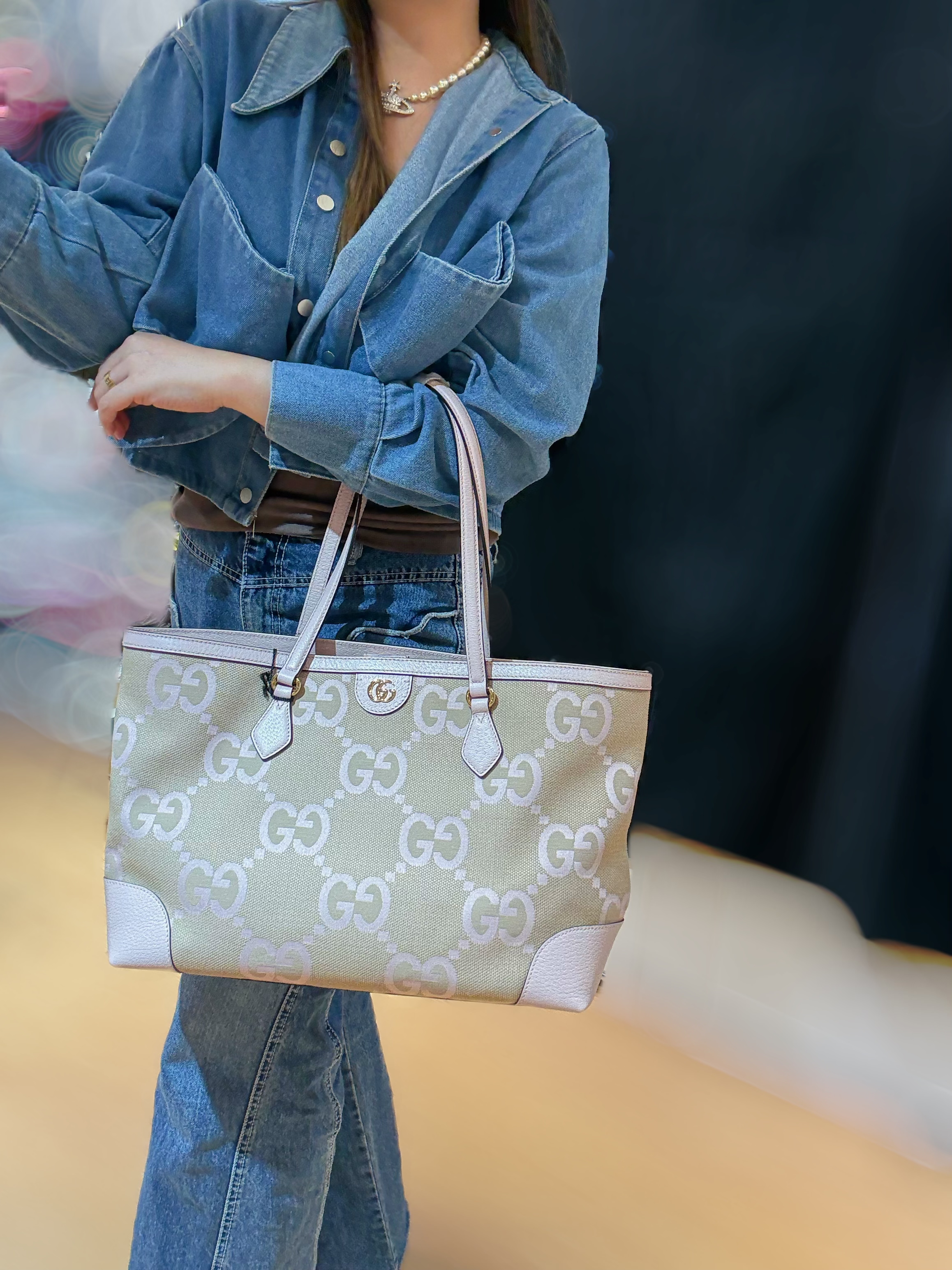 Gucci Ophidia jumbo GG tote pink