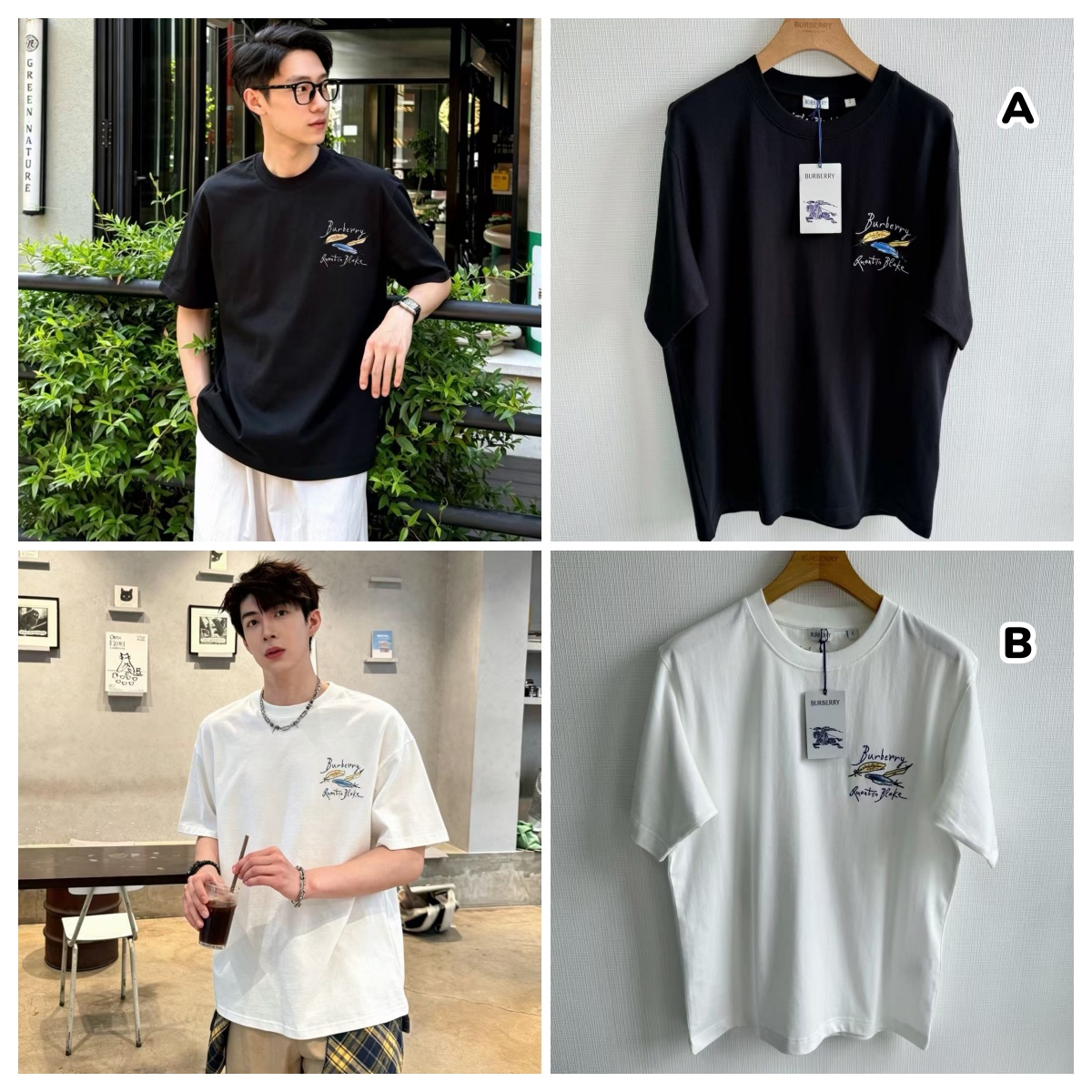 【頂級原單】BURBERRY Feather Print Cotton T-shirt 羽毛印花棉質短袖Tee