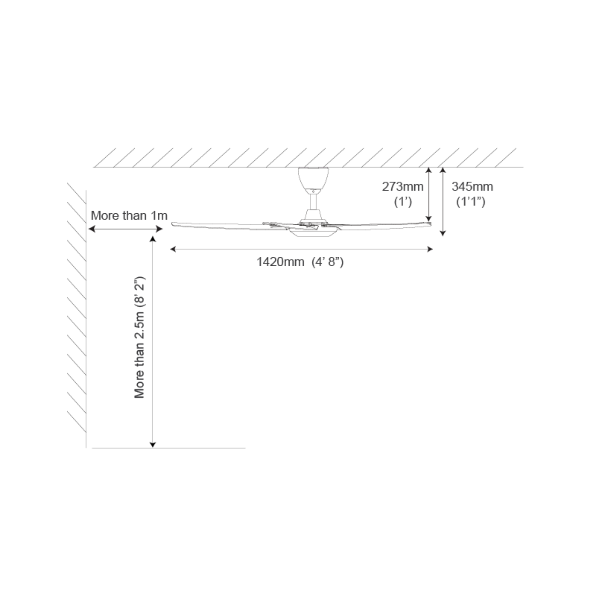 Alpha 56" CX10 AC Motor ABS Ceiling Fan (CX10-5B)