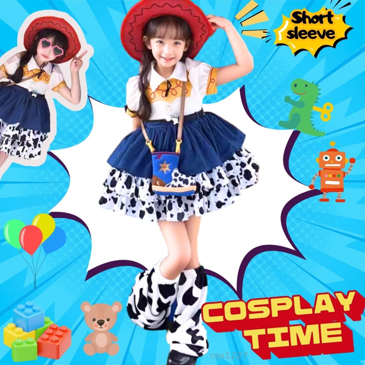 反斗奇兵 Toy Story 翠絲 Jessie 主題兒童牛仔女郎短袖 Costume 角色扮演服裝