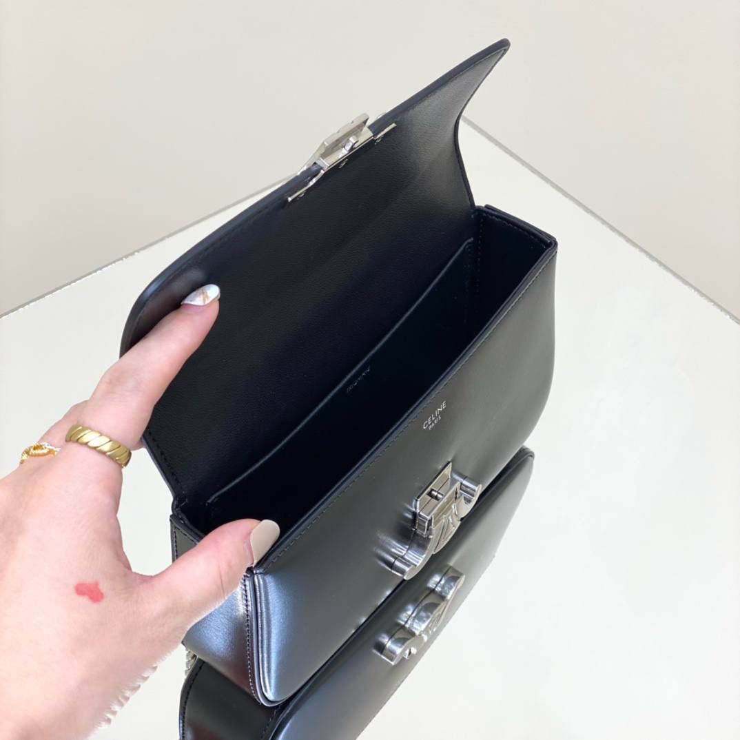 🔥大货实拍图 𝗖𝗘𝗟𝗜𝗡𝗘 ♥ 𝗧𝗥𝗜𝗢𝗠𝗣𝗛𝗘链条腋下包 型号：197993 尺寸：20.5*11.5*4cm