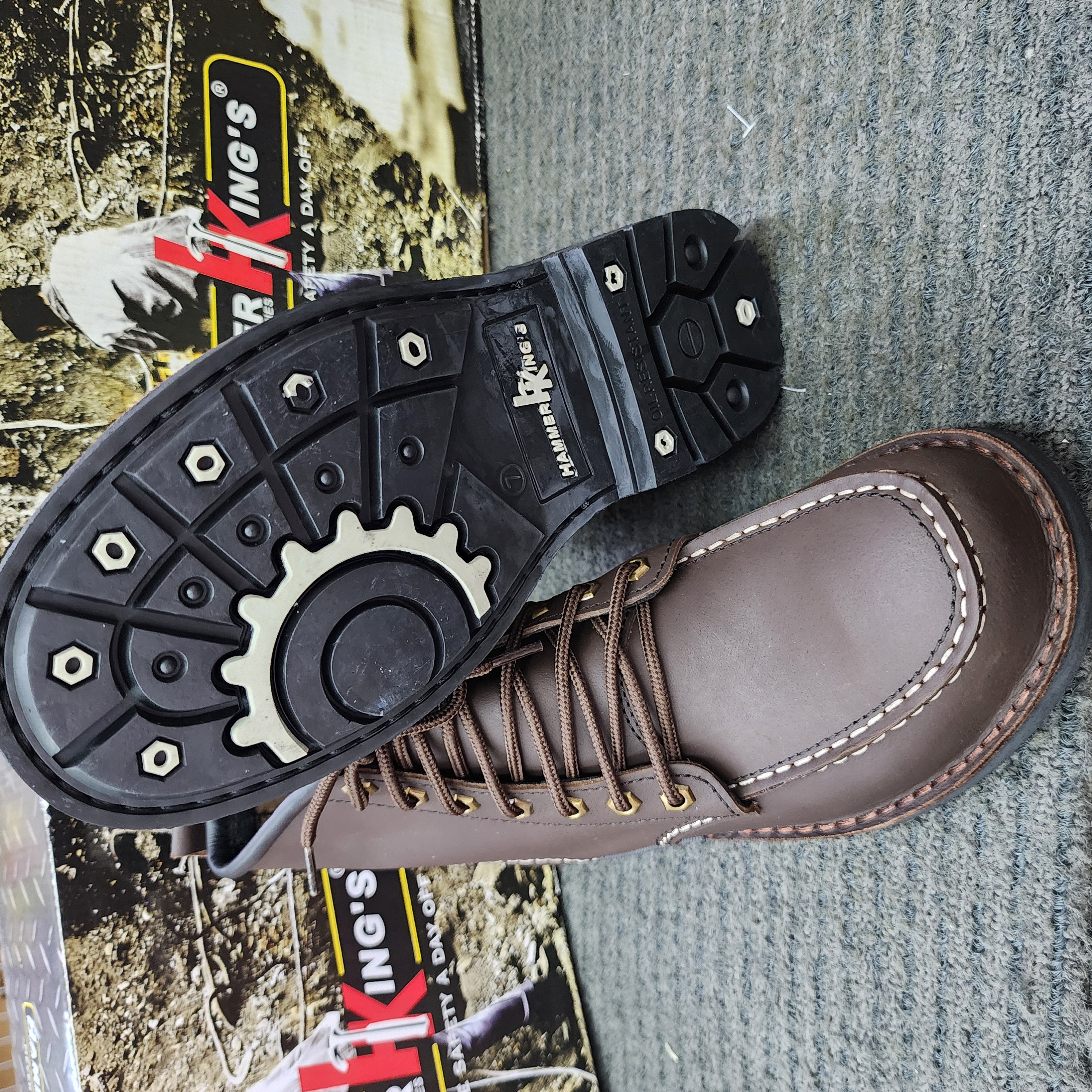 Hammer King 13007 Safety Shoes Boots Steel Toe Cap Steel Mid Plate Mid Cut Lace Up Premium Quality Genuine Leather SIRIM and DOSH Approved Kasut Keselamatan