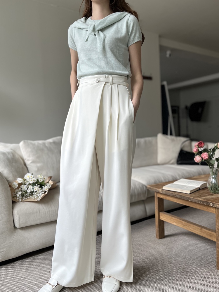 Asymmetric Wrap-Line Slacks (Ivory)