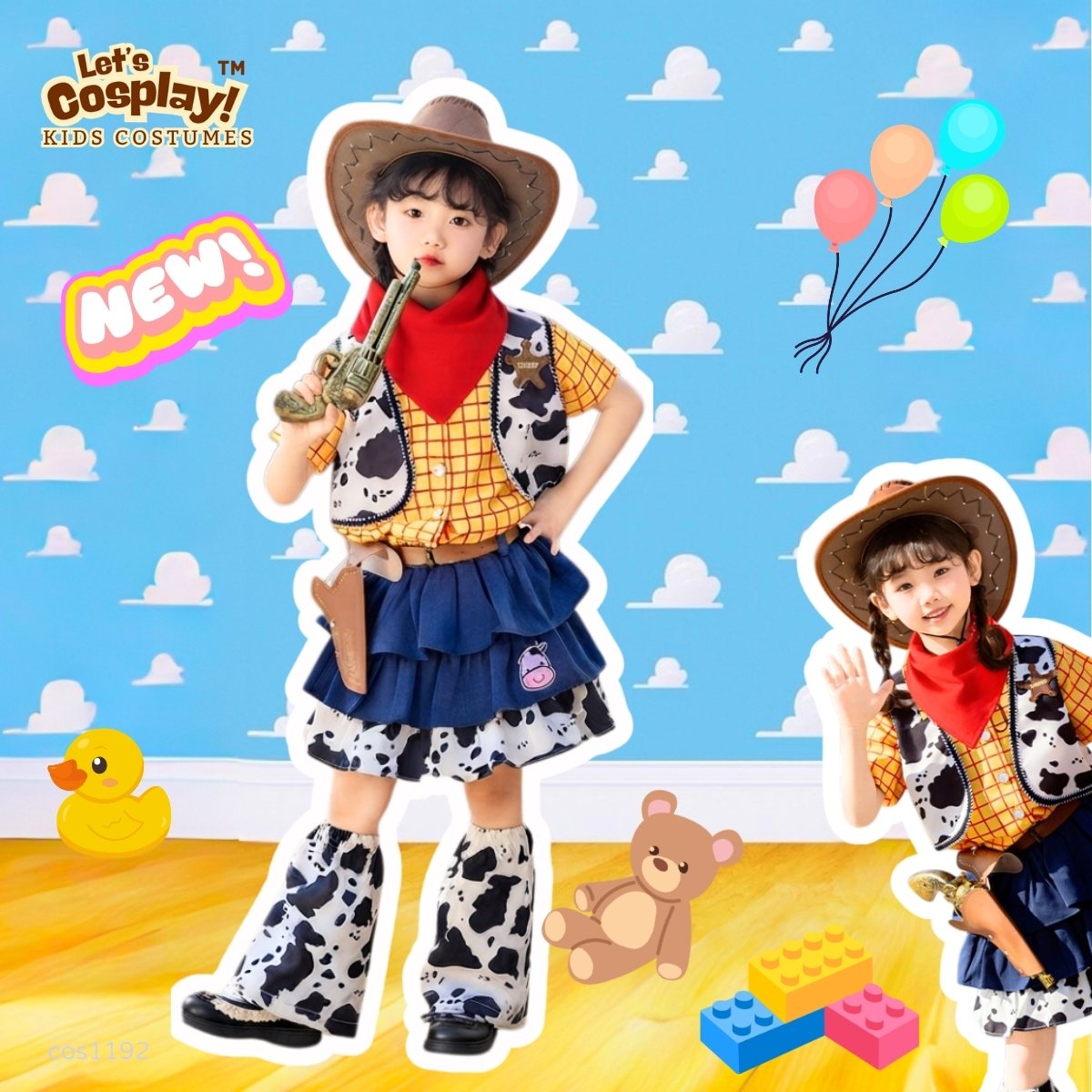 Toy Story反斗奇兵主題胡迪 Woody 女童 Costume 兒童服裝｜World Book Day｜萬聖節角色扮演｜cos1192