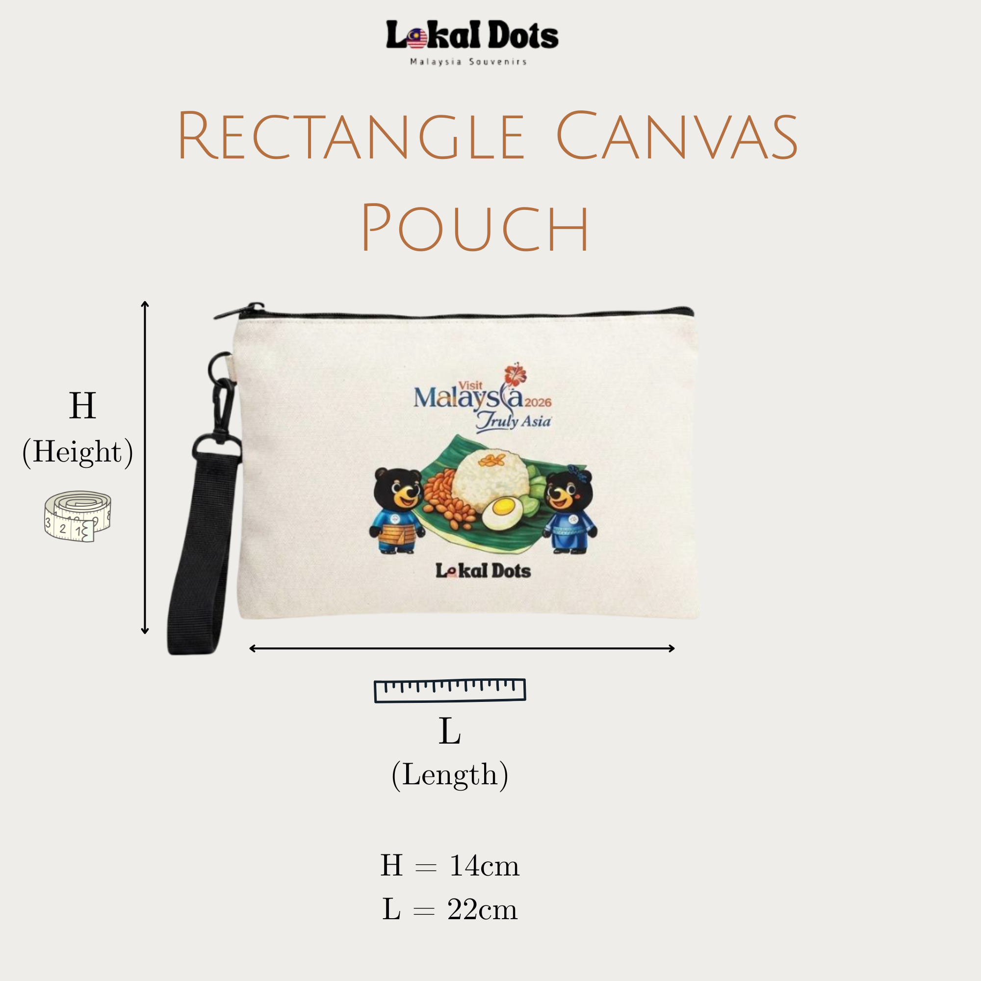 LDVM15 - Rectangle Canvas Pouch Durian 