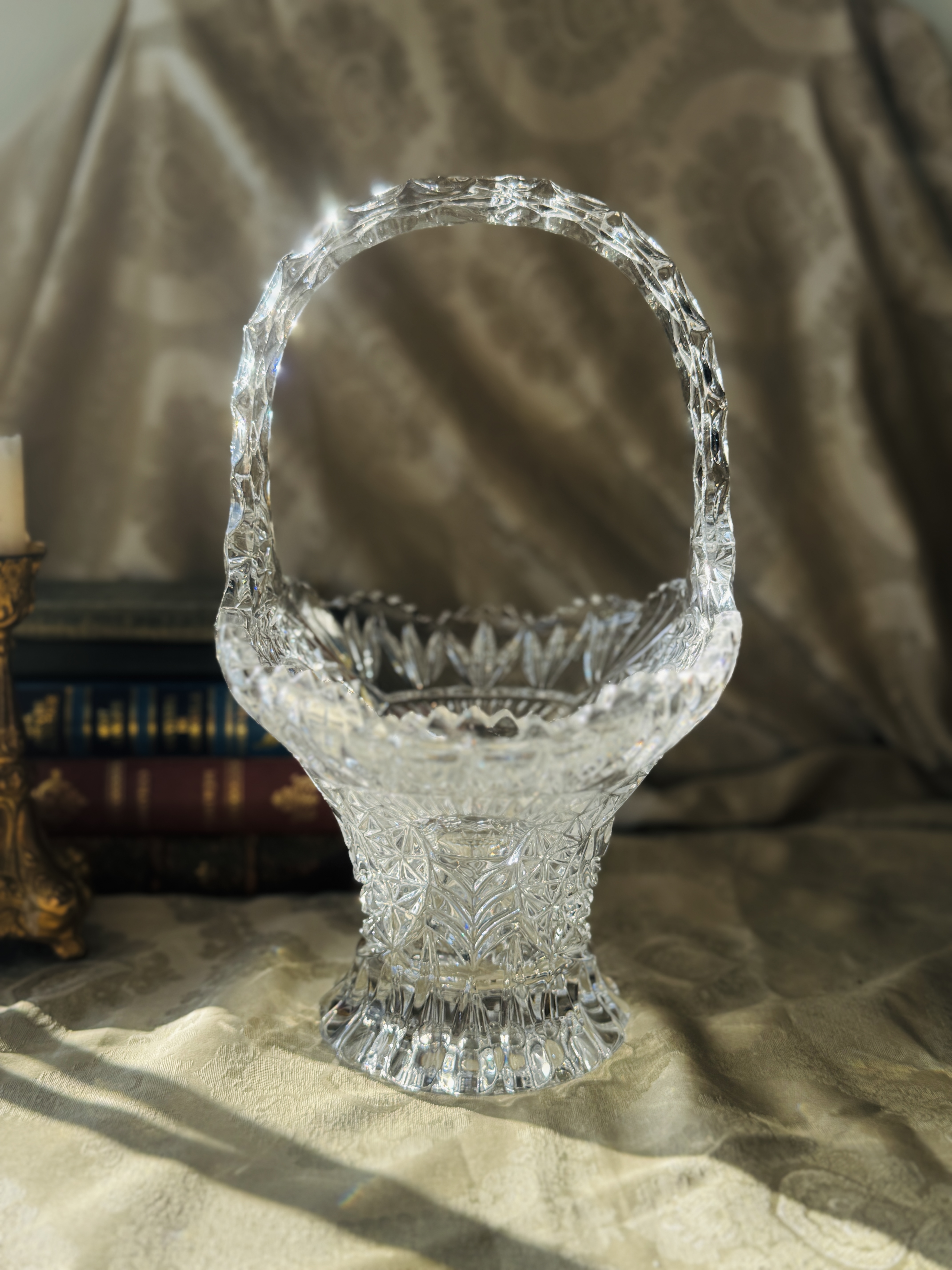 C.a. 1970s–1980s German Hofbauer "The Byrdes Collection" Bird Motif Crystal Deep Basket (MT2587)