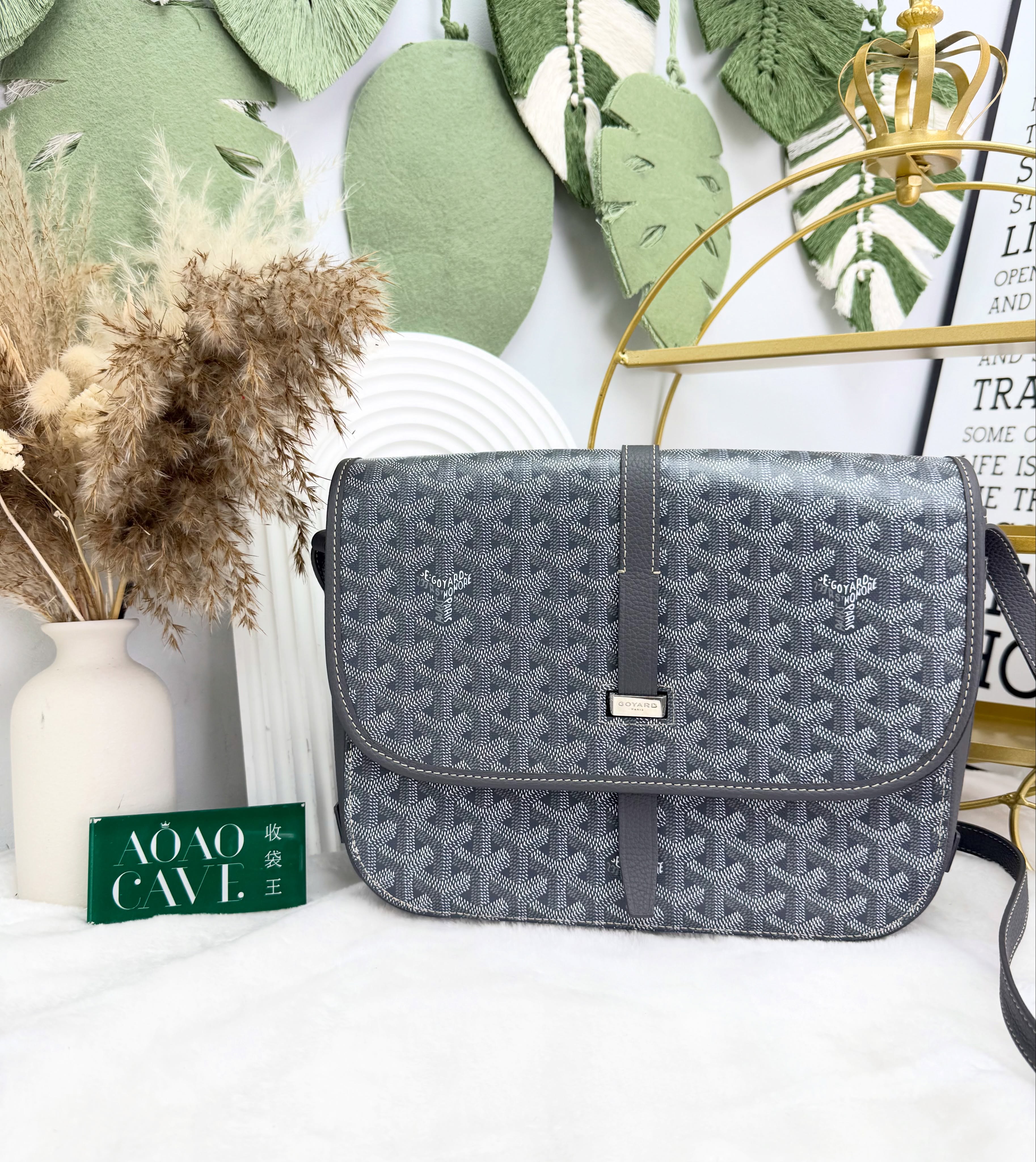 Goyard 👜 PRE OWNED 🛍️灰色郵差包mm size🩶